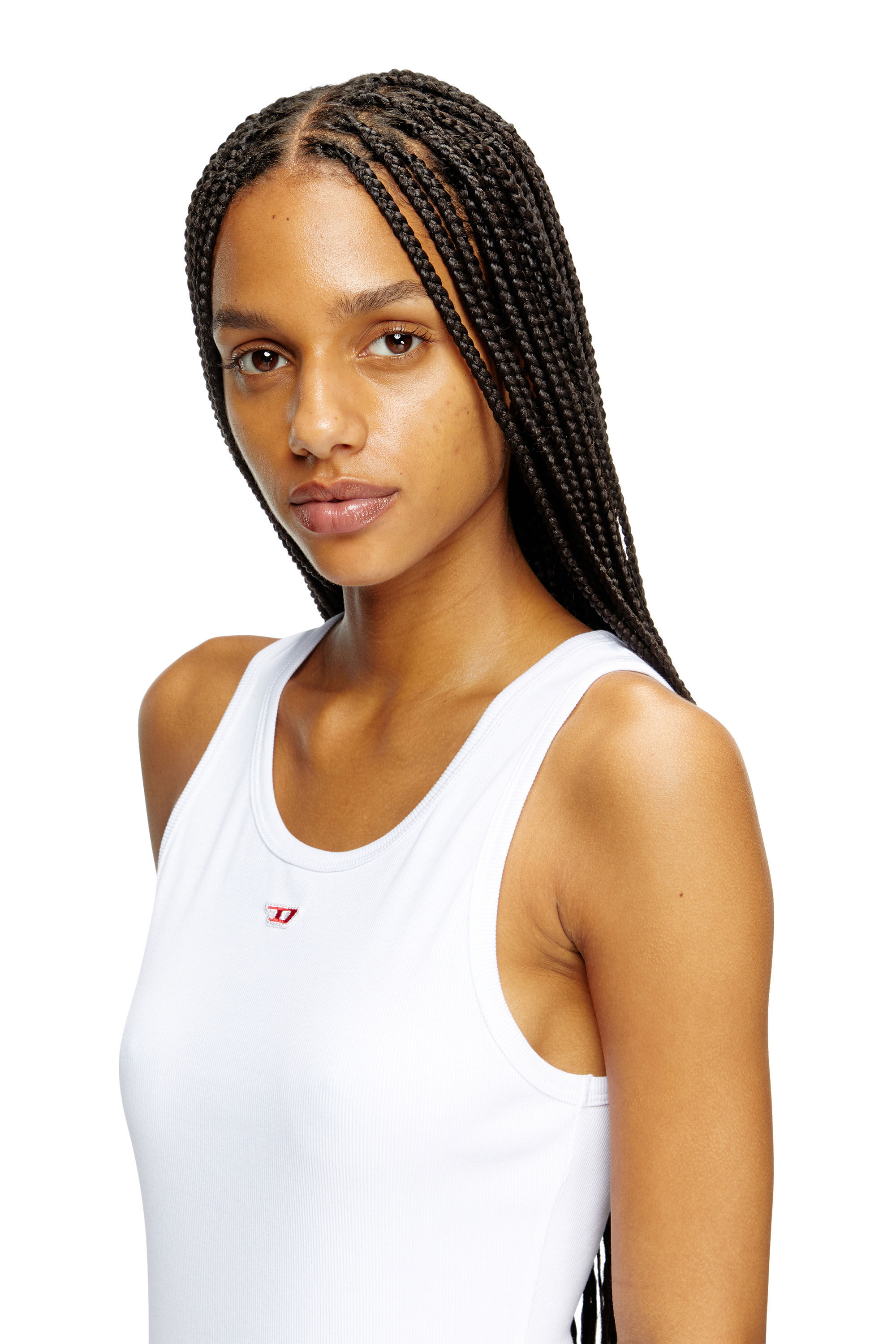 Diesel - D-TANK-LONG-D, Robe débardeur courte avec logo D Femme in Blanc - 5