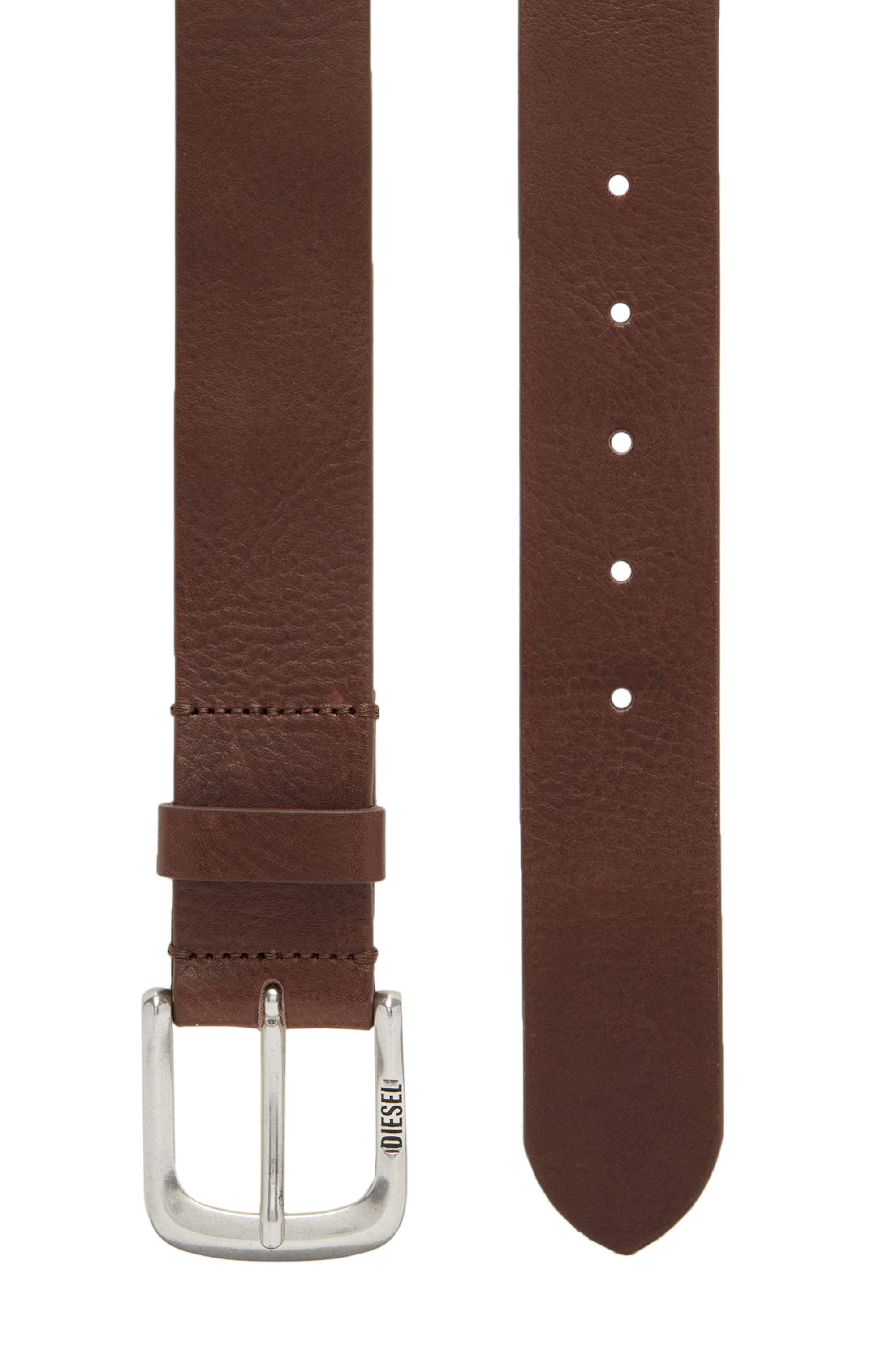 Diesel - B-JACKRON, Male's Leather belt with Jacron Patch in Brown - 2