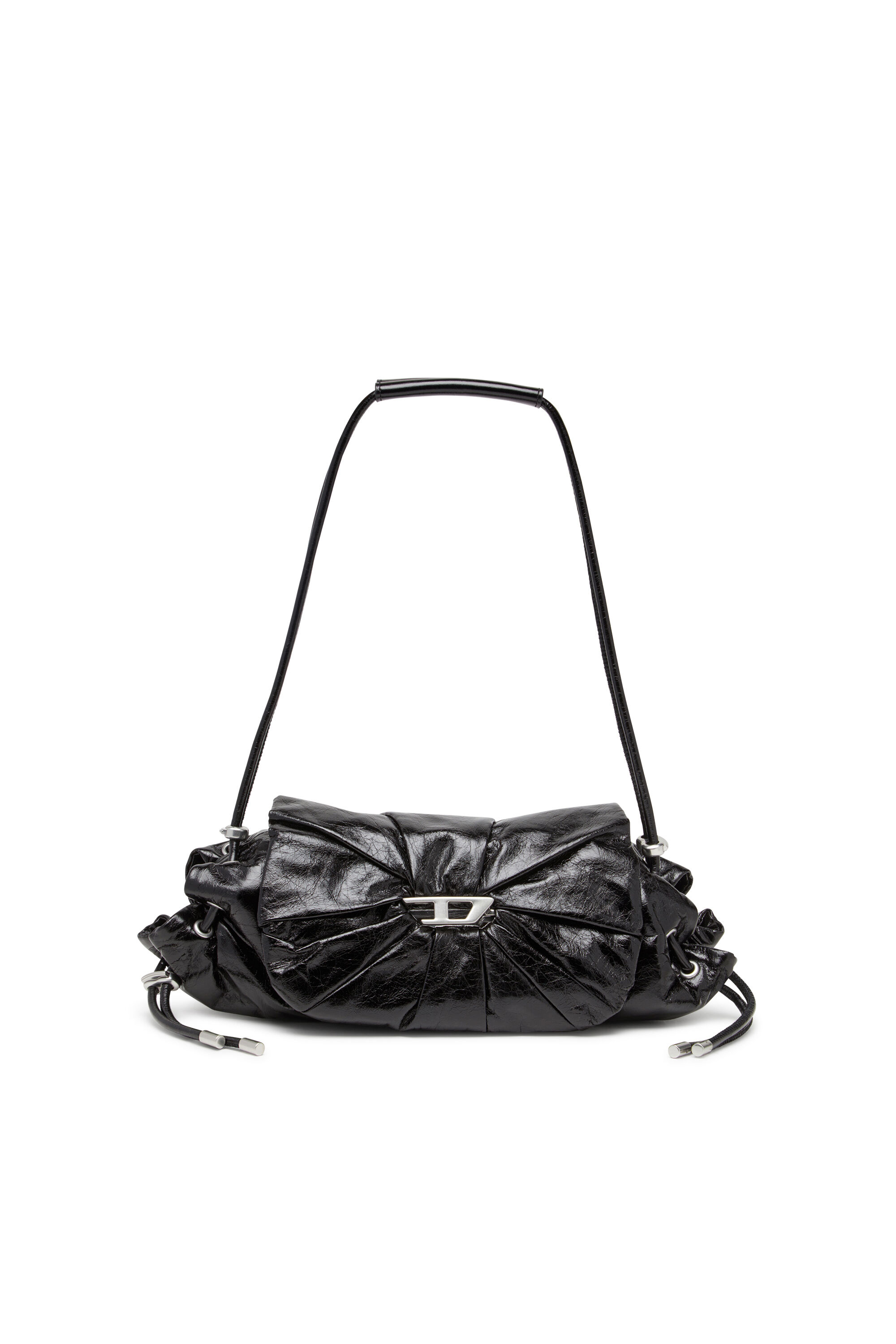 Diesel - SCRUNCH-D SHOULDER S, Female's Scrunch-D S-Shoulder bag in scrunched leather in Black - 1