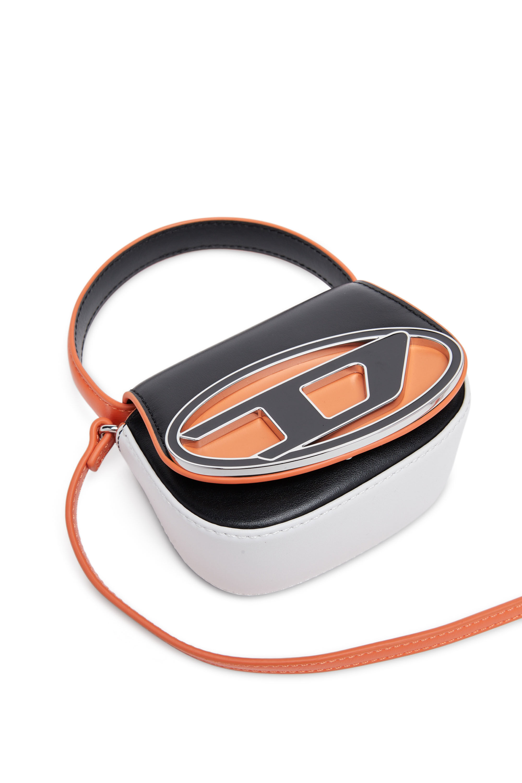Diesel - 1DR XS, Female's 1DR XS - Iconic mini bag in colour-block nappa in Black/Orange - 5