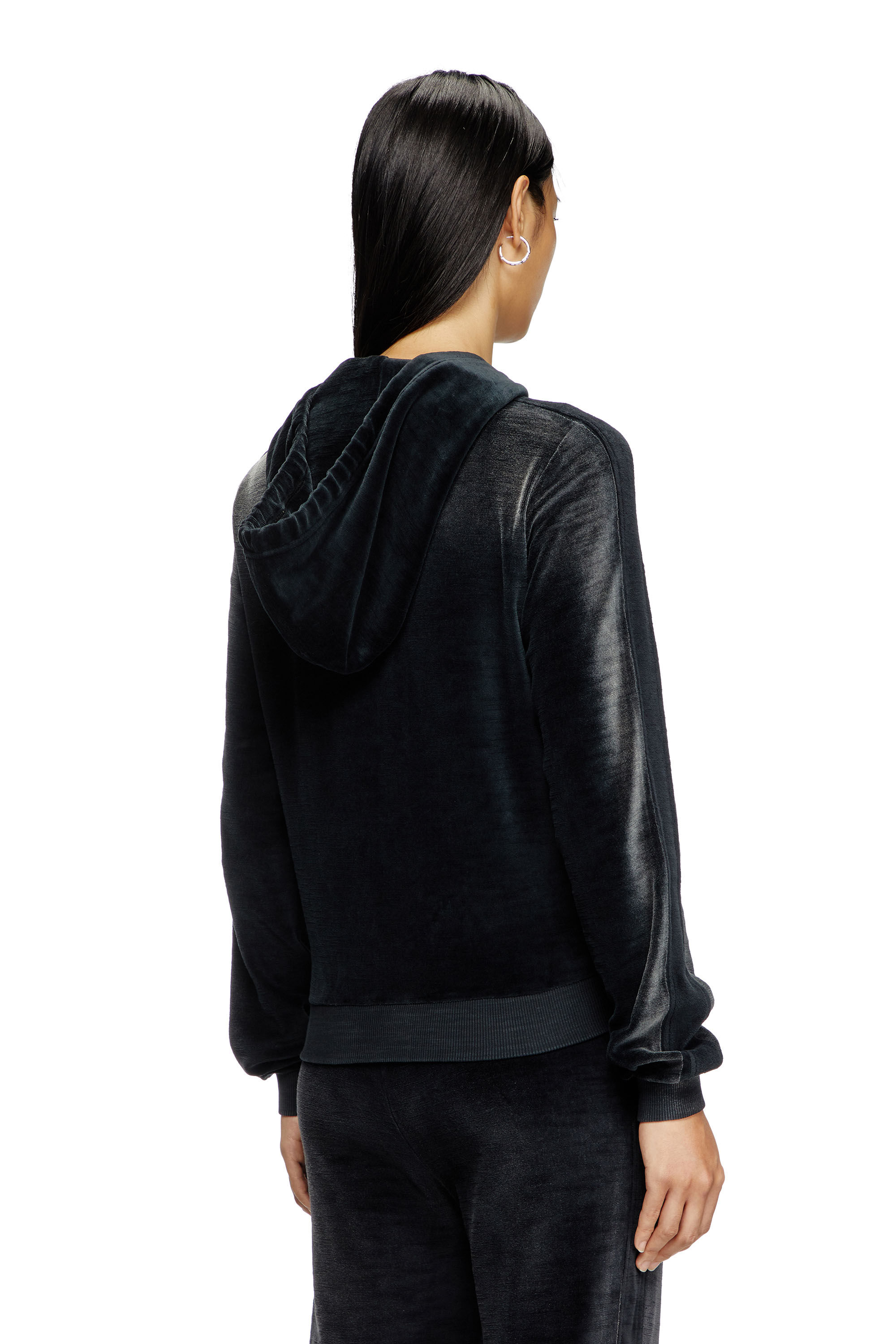 Diesel - F-ELY-Q1, Female's Zip-up hoodie in faded chenille in Black - 4