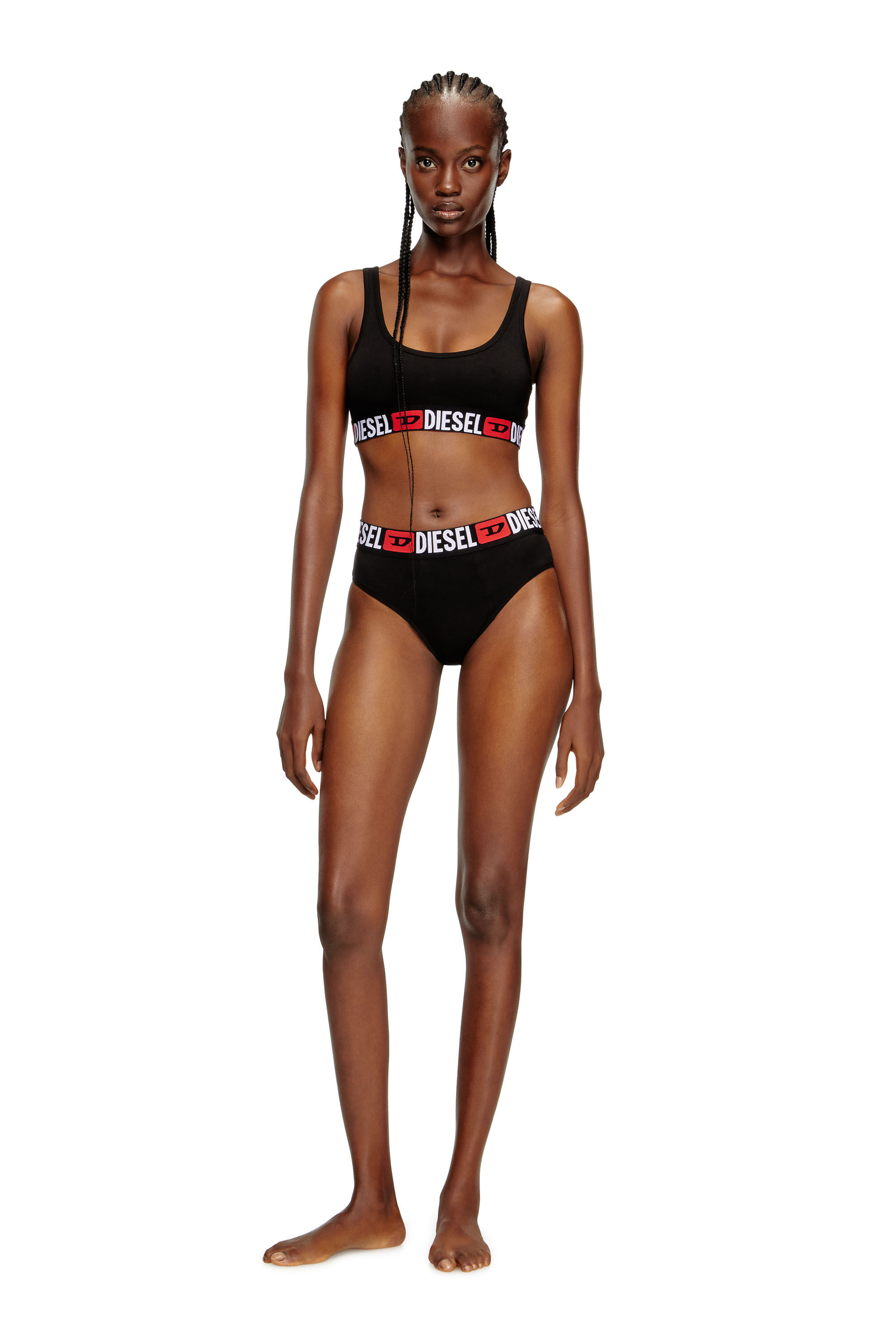 Diesel - UFSB-ORIBA, Female's Bralette with logo band in Black - 2