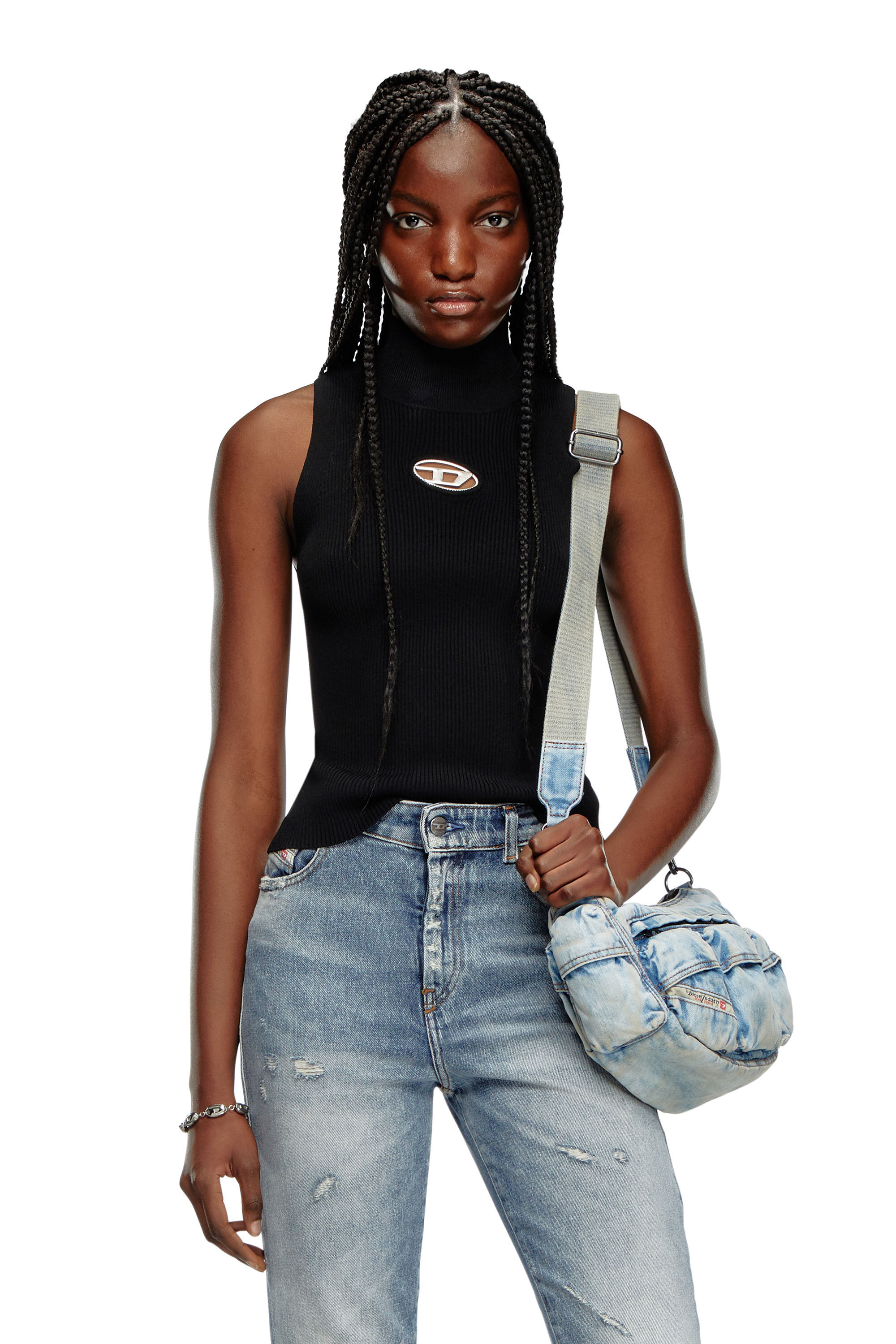 Women s Ribbed knit turtleneck top Multicolor Diesel