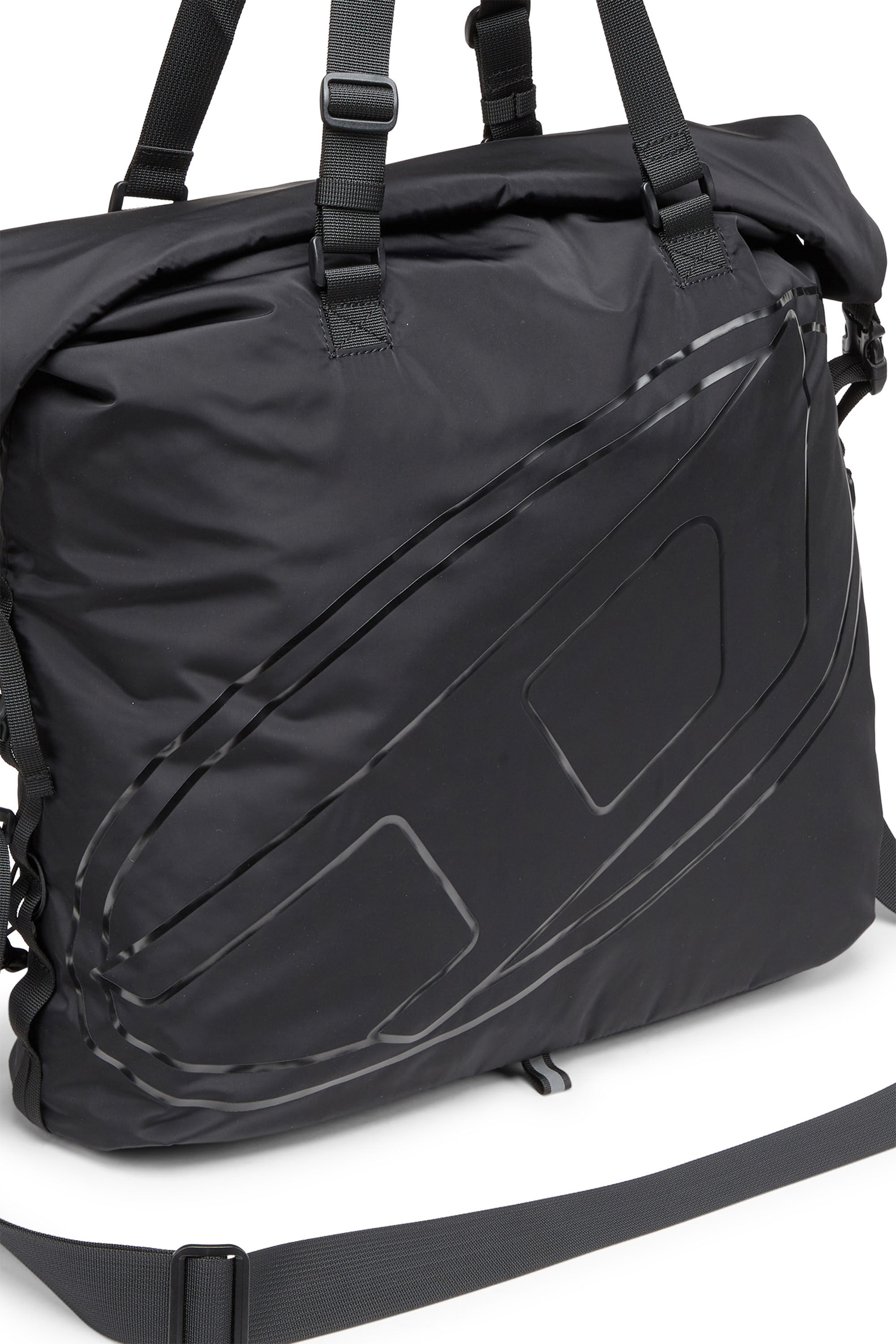 Diesel - DRAPE TOTE, Male's Drape-Nylon roll-top crossbody bag in Black - 5