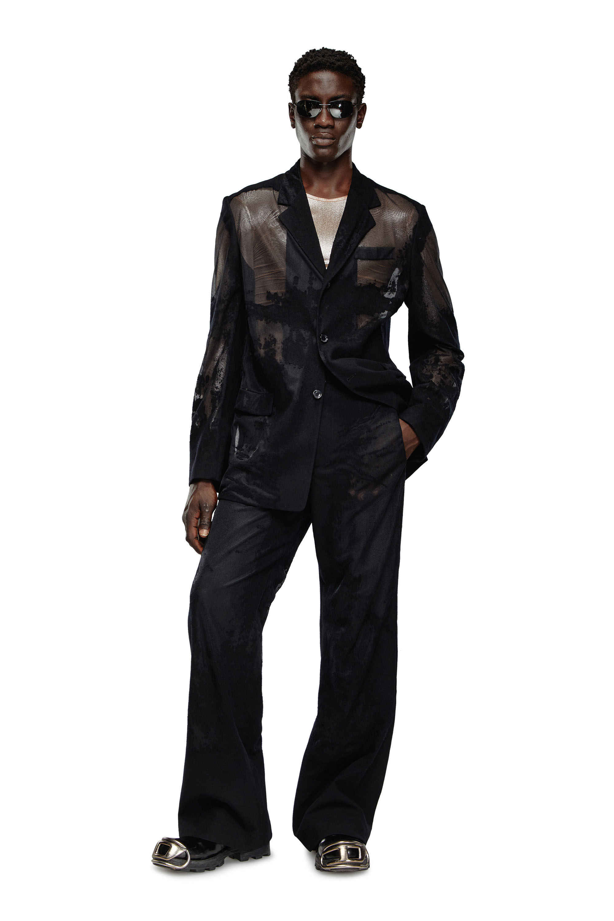 Men's Pants in burn-out cool wool | Black | Diesel