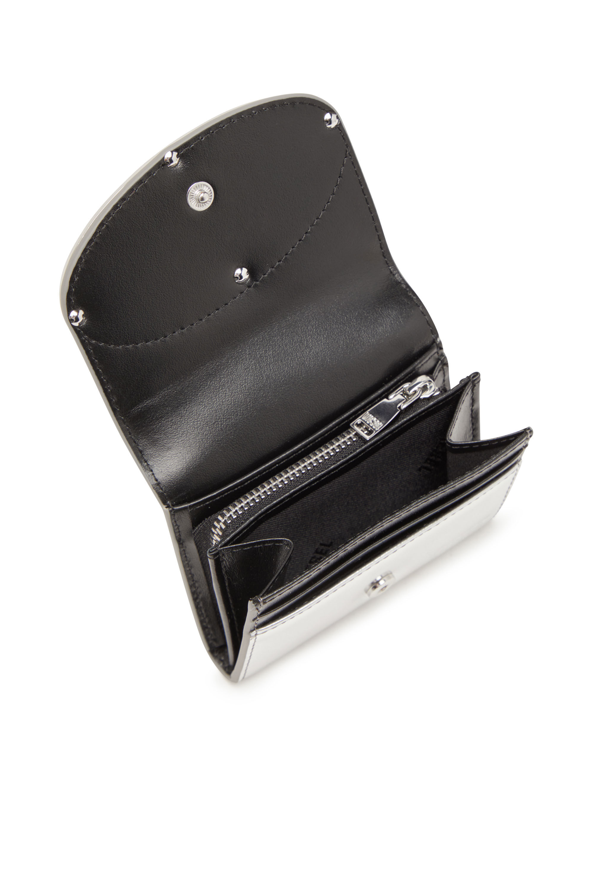 Diesel - 1DR CARD HOLDER BI-FOLD ZIP III, Silver - Image 3