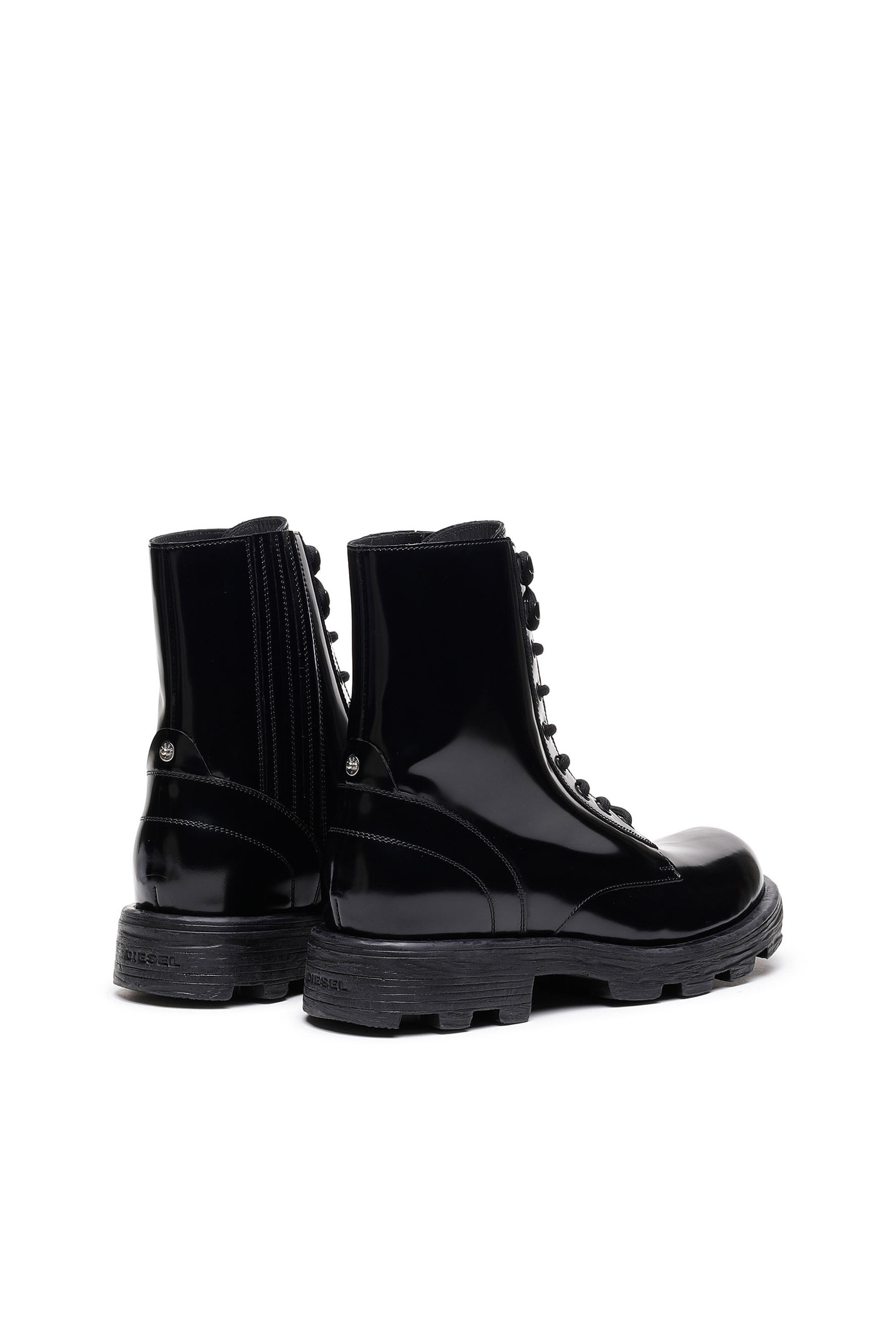 Patent black sale lace up boots