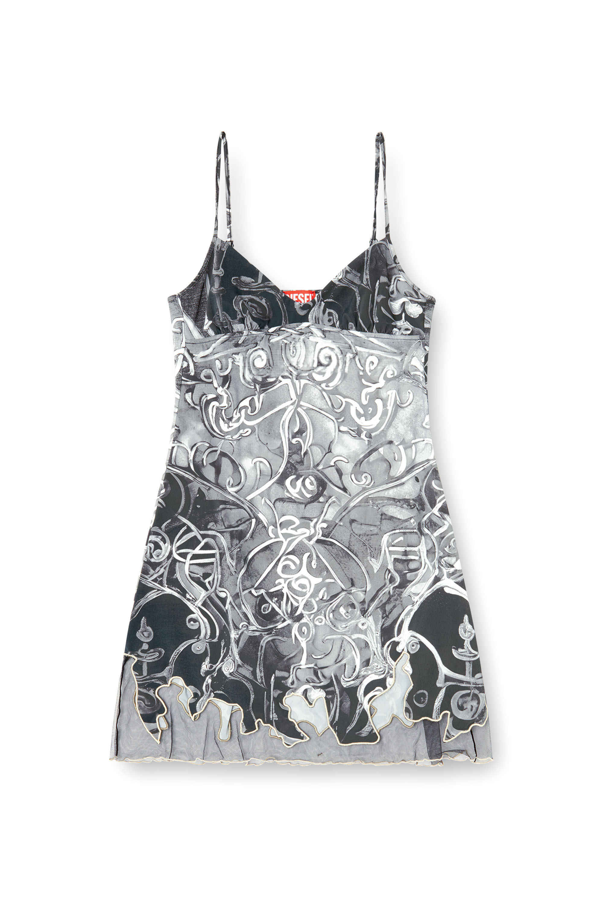 Diesel - D-INLAY, Mini-robe en nylon avec imprimé héraldique Femme in Gris - 2