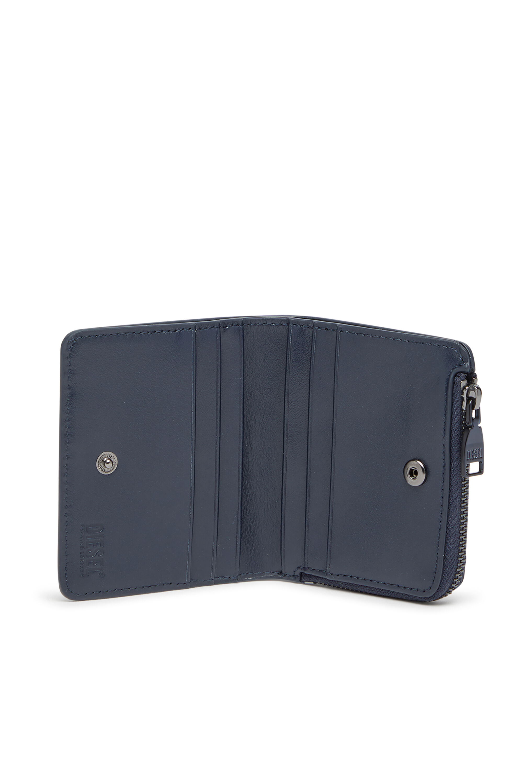 Diesel - HOLI -D BI FOLD ZIP L, Male's Zipped leather card holder in Blue - 3