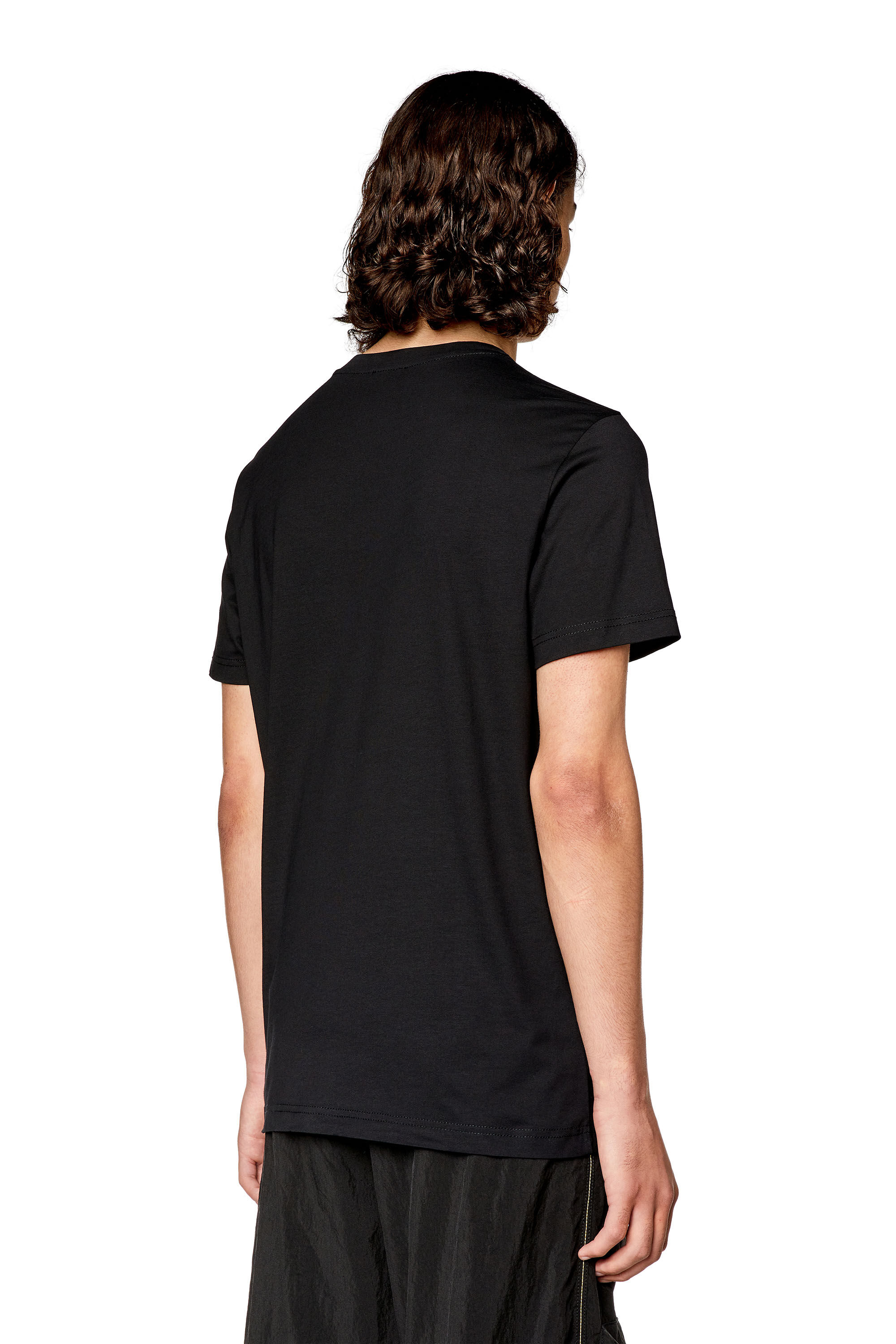 Diesel - T-DIEGOR-L14, Male's T-shirt with shiny and flocked print in Black - 4