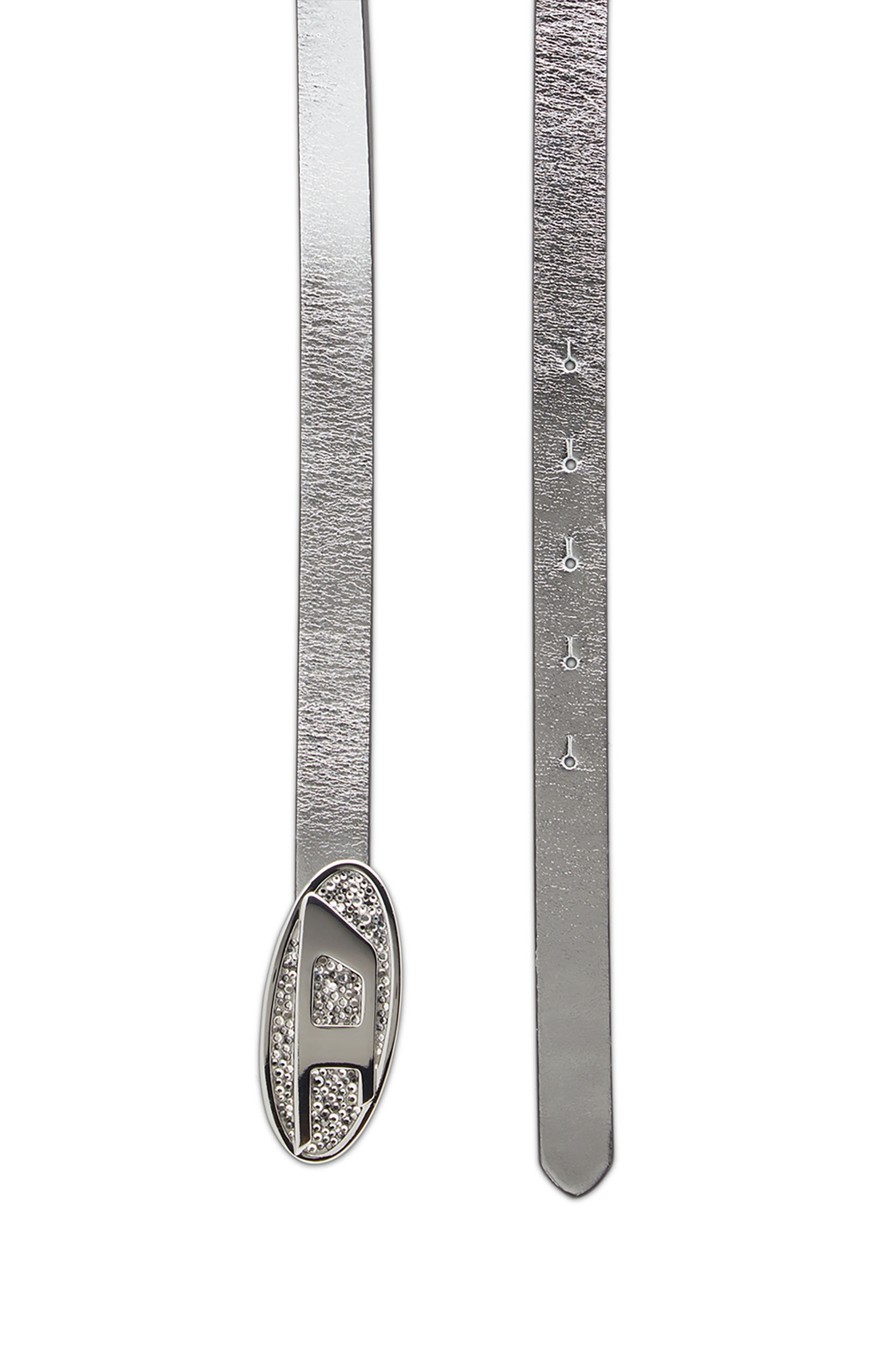 Diesel - B-1DR 20, Ceinture en cuir métallisé Femme in Gris - 3