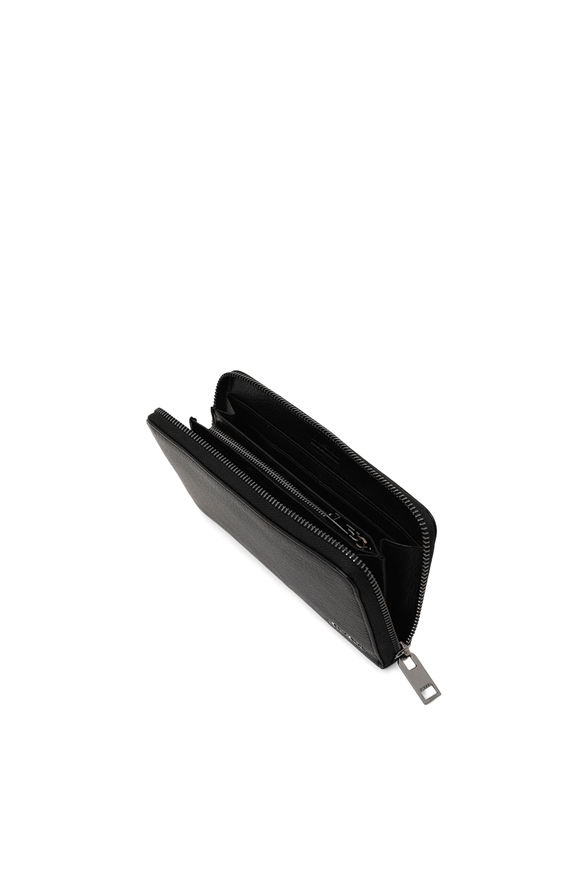 Diesel - 24 ZIP, Portefeuille zippé en cuir grainé Homme in Noir - 3
