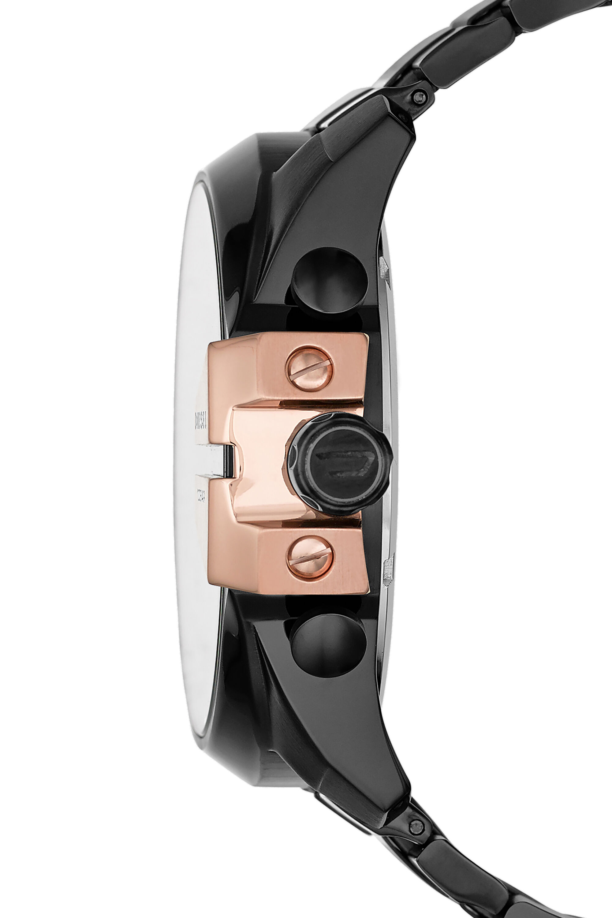 Diesel - DZ4309, Mega Chief montre en acier noir avec accents en or rose Homme in Noir - 3