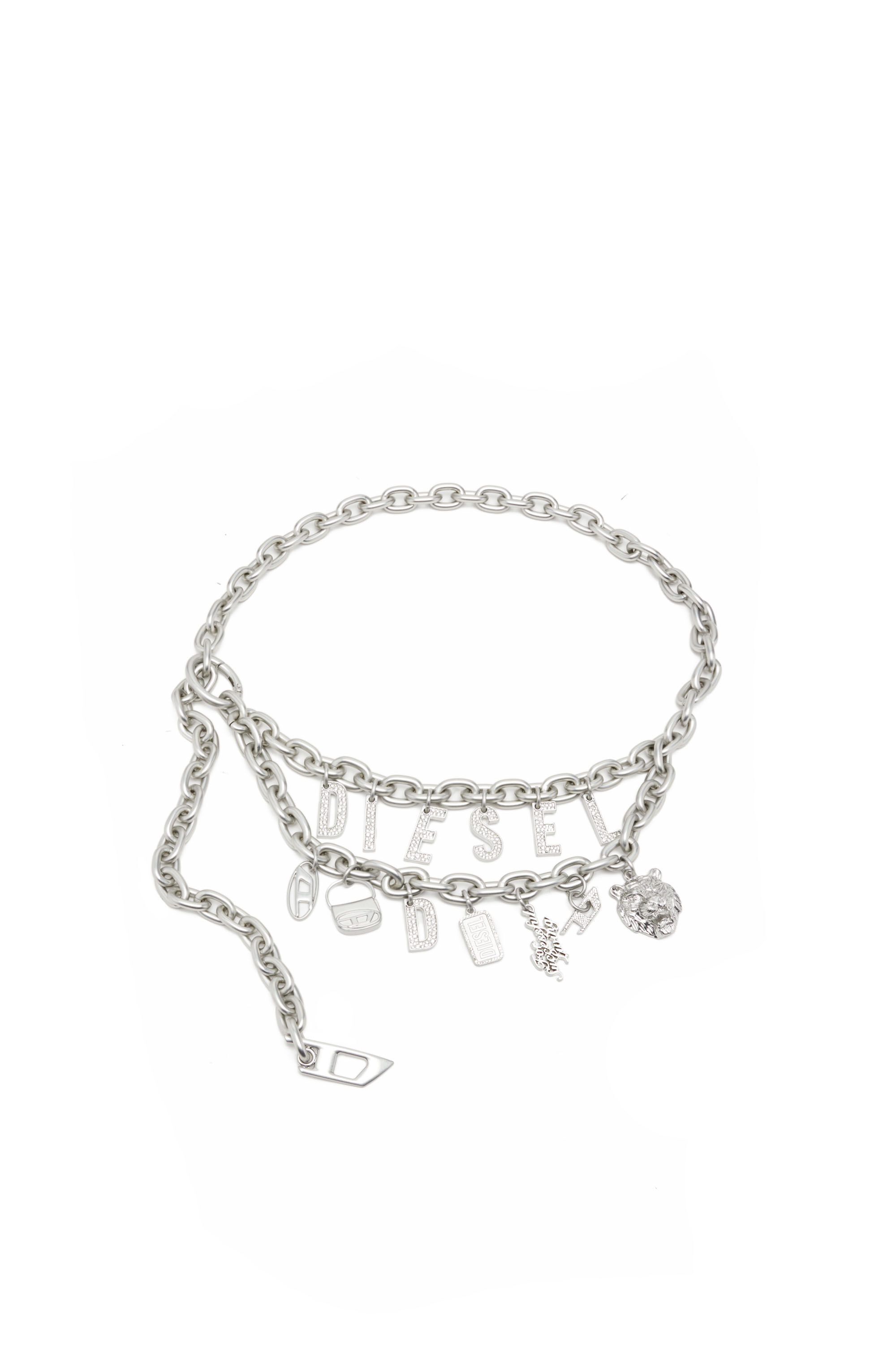 Diesel - HOSHI B-MULTICHARM CHAIN, Ceinture en chaîne à plusieurs breloques Mixte in Gris argenté - 1
