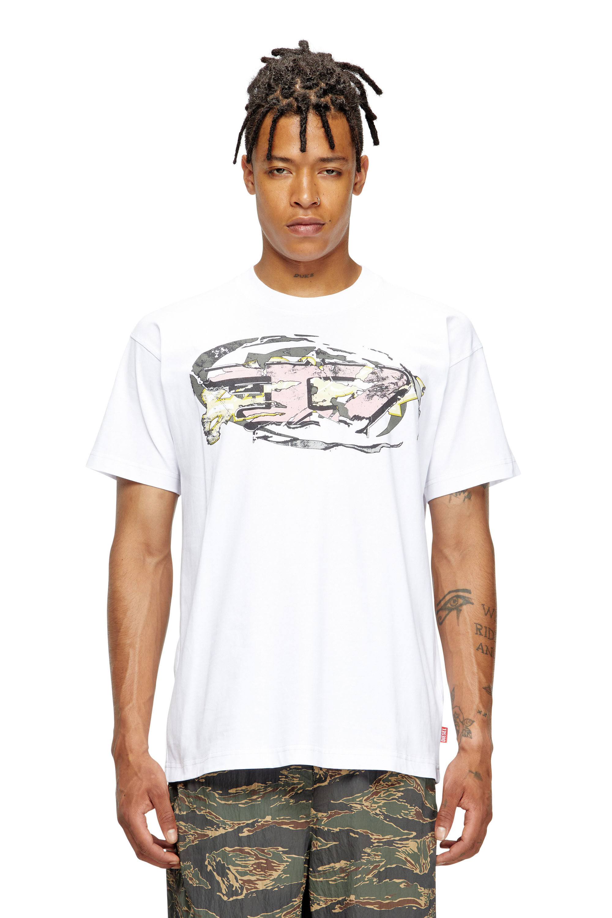 Diesel - T-NORM-T11, T-shirt avec logo Oval D Homme in Blanc - 3