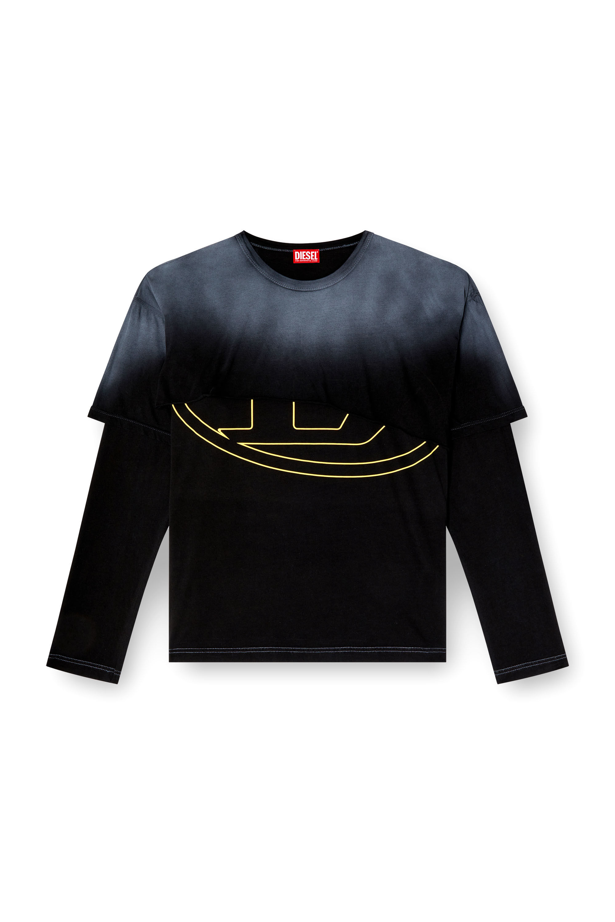 Diesel - T-BESH-CUT, Male's Destroyed layered long-sleeve T-shirt in Black - 2