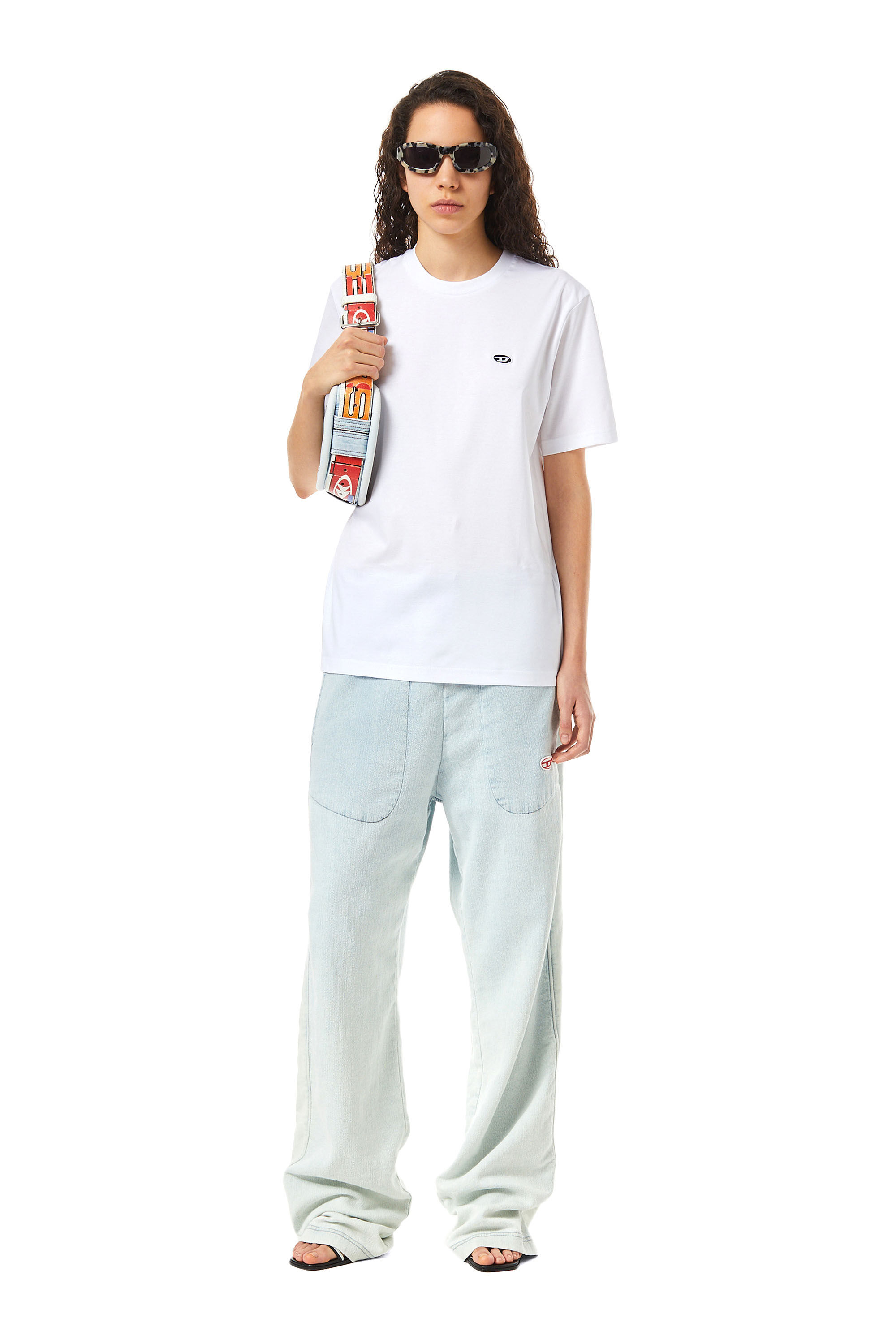 Diesel - T-JUST-DOVAL-PJ, Female's T-shirt with oval patch in Off White - 1