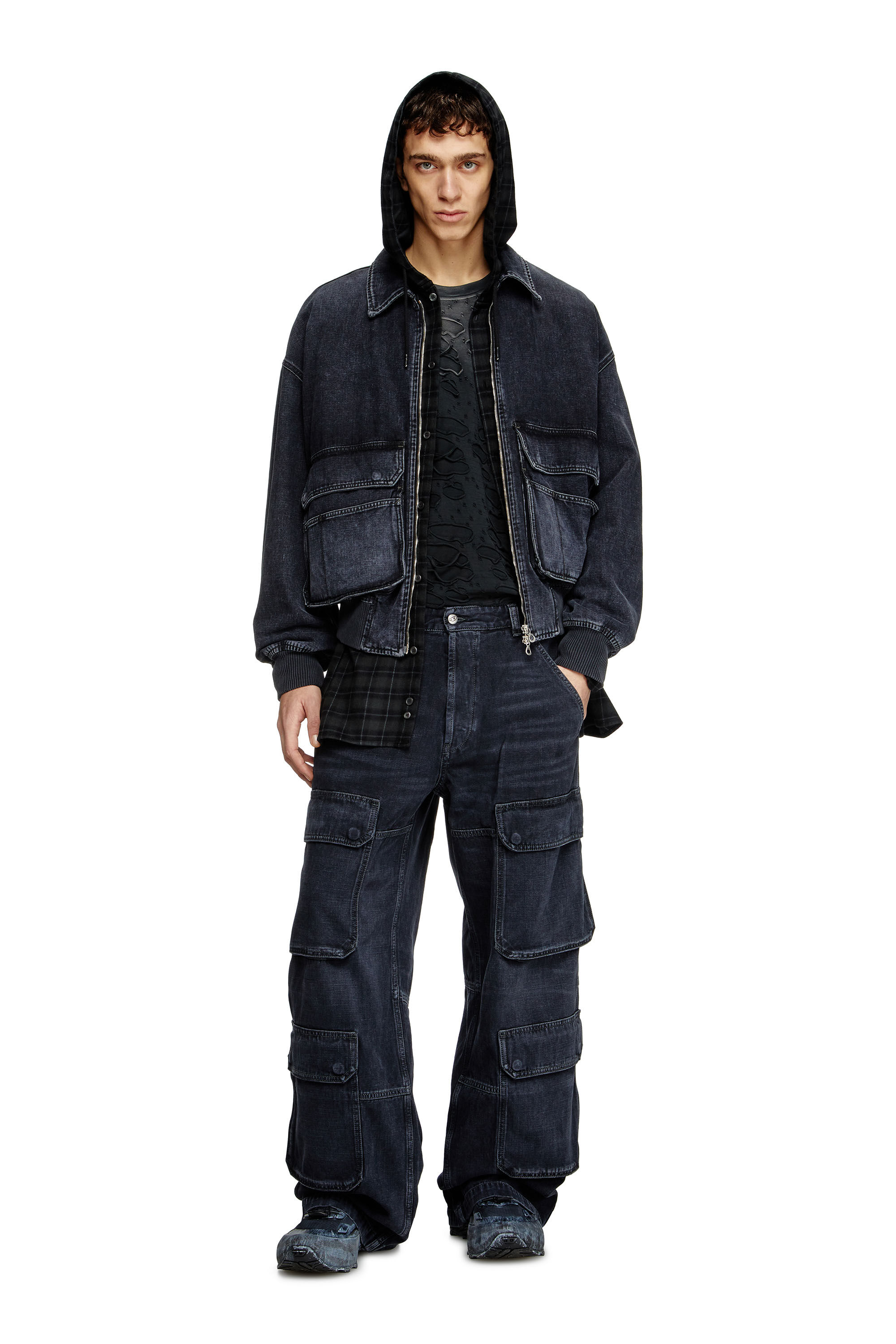 Diesel - Relaxed Jeans D-Touch 007Z9 Homme, Noir/Gris foncé - Image 1
