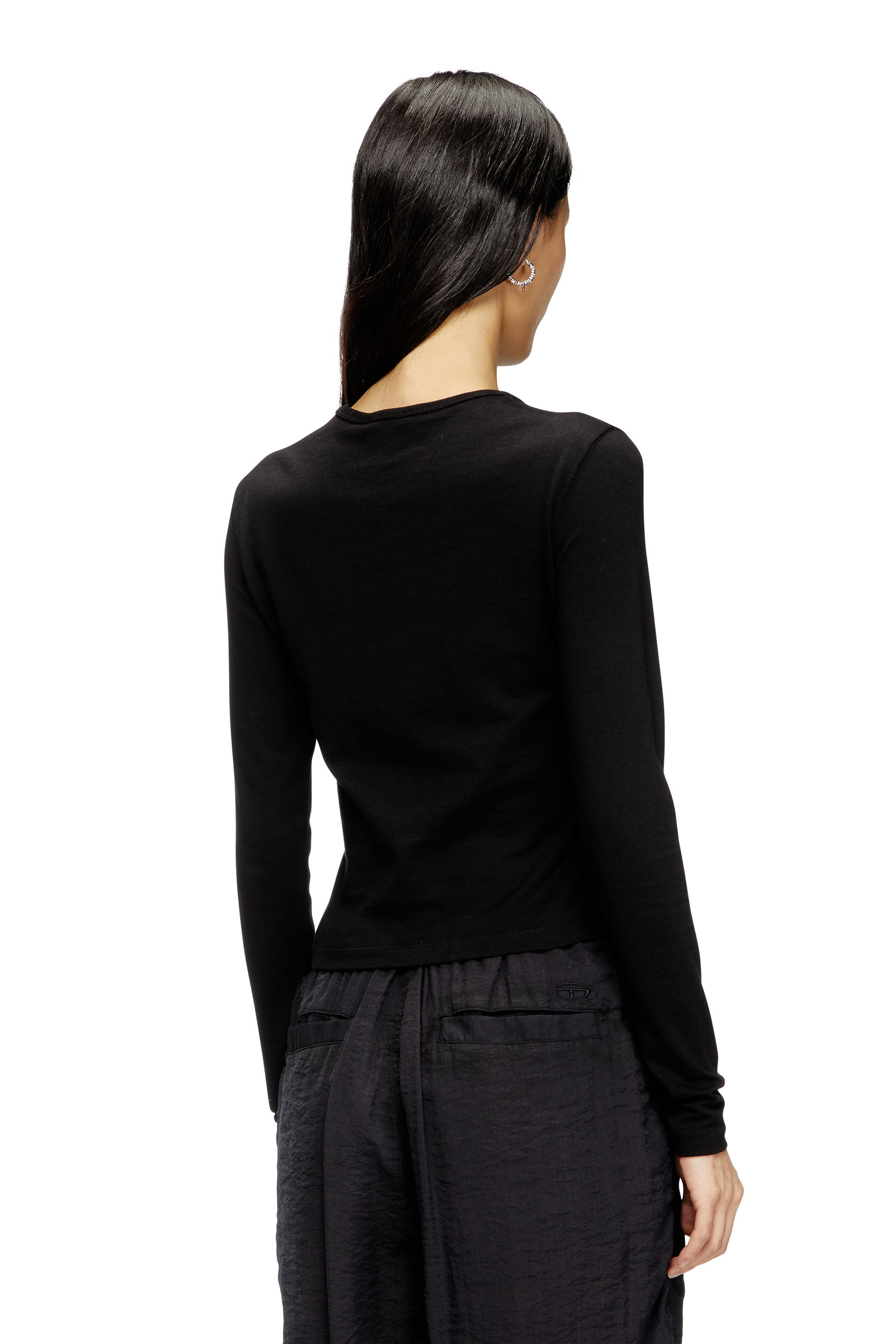 Diesel - T-UNCUTIE-LONG-LS-OD, Female's Long-sleeve top with Oval D cut-out in Black - 4