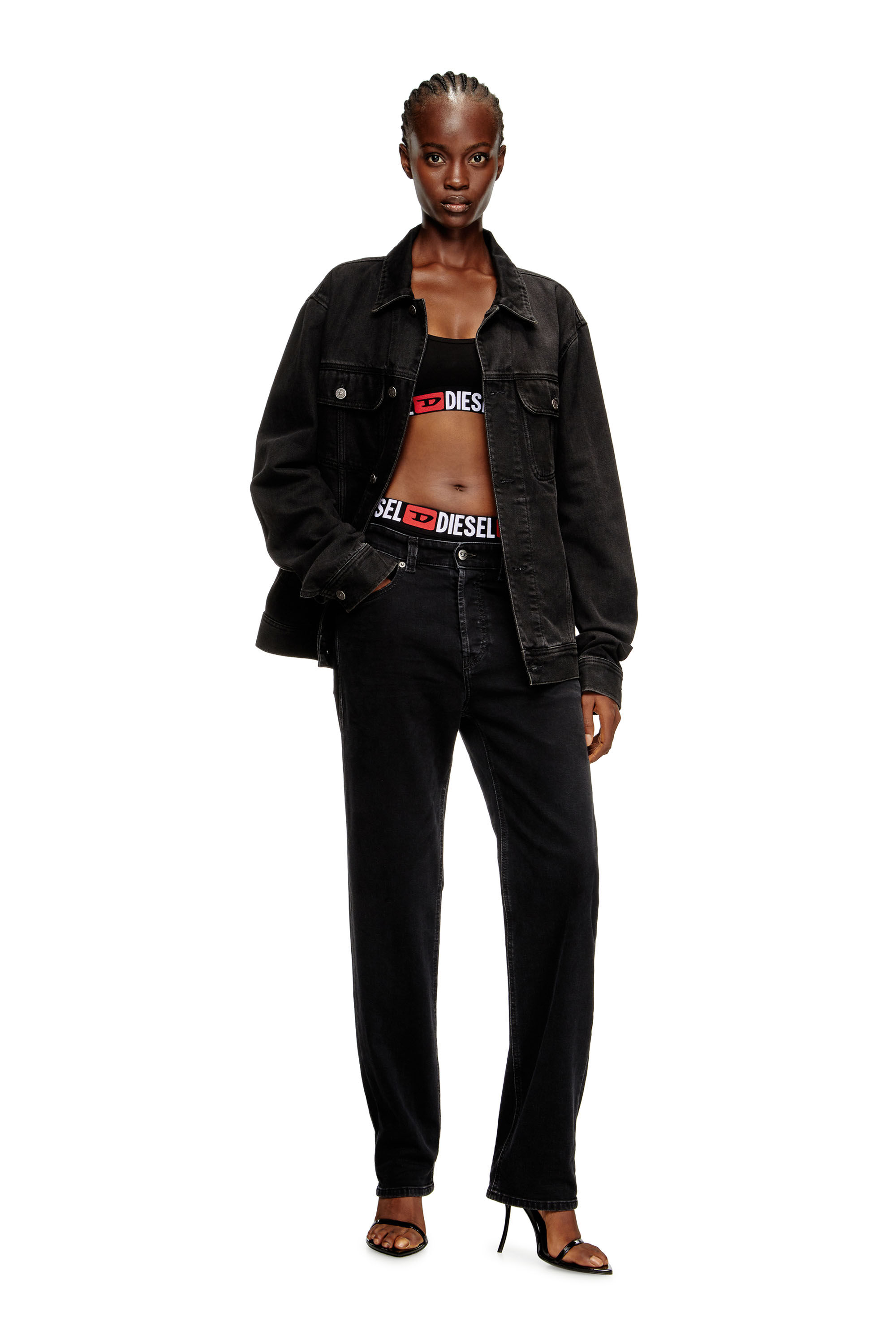 Diesel - UFSB-ORIBA, Female's Bralette with logo band in Black - 5