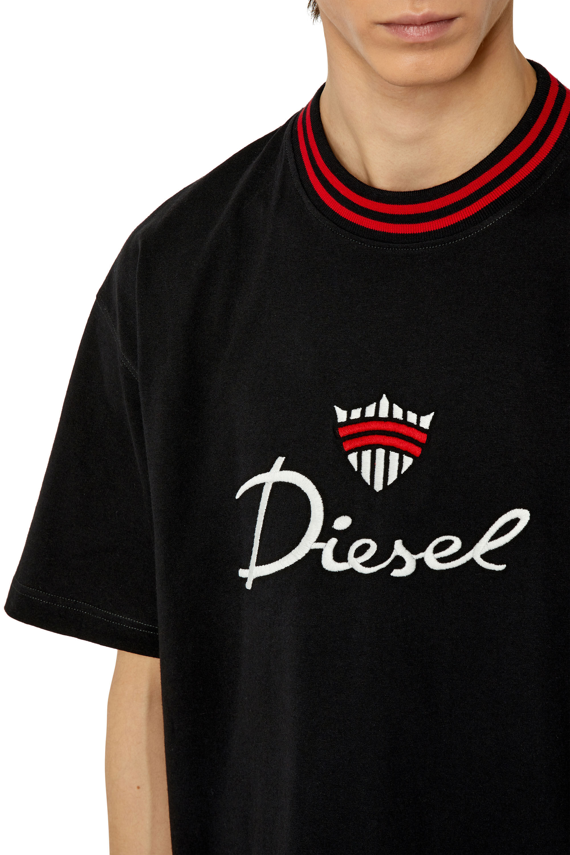 Diesel - T-WASH-G6, Male's T-shirt with crown logo embroidery in Black - 4