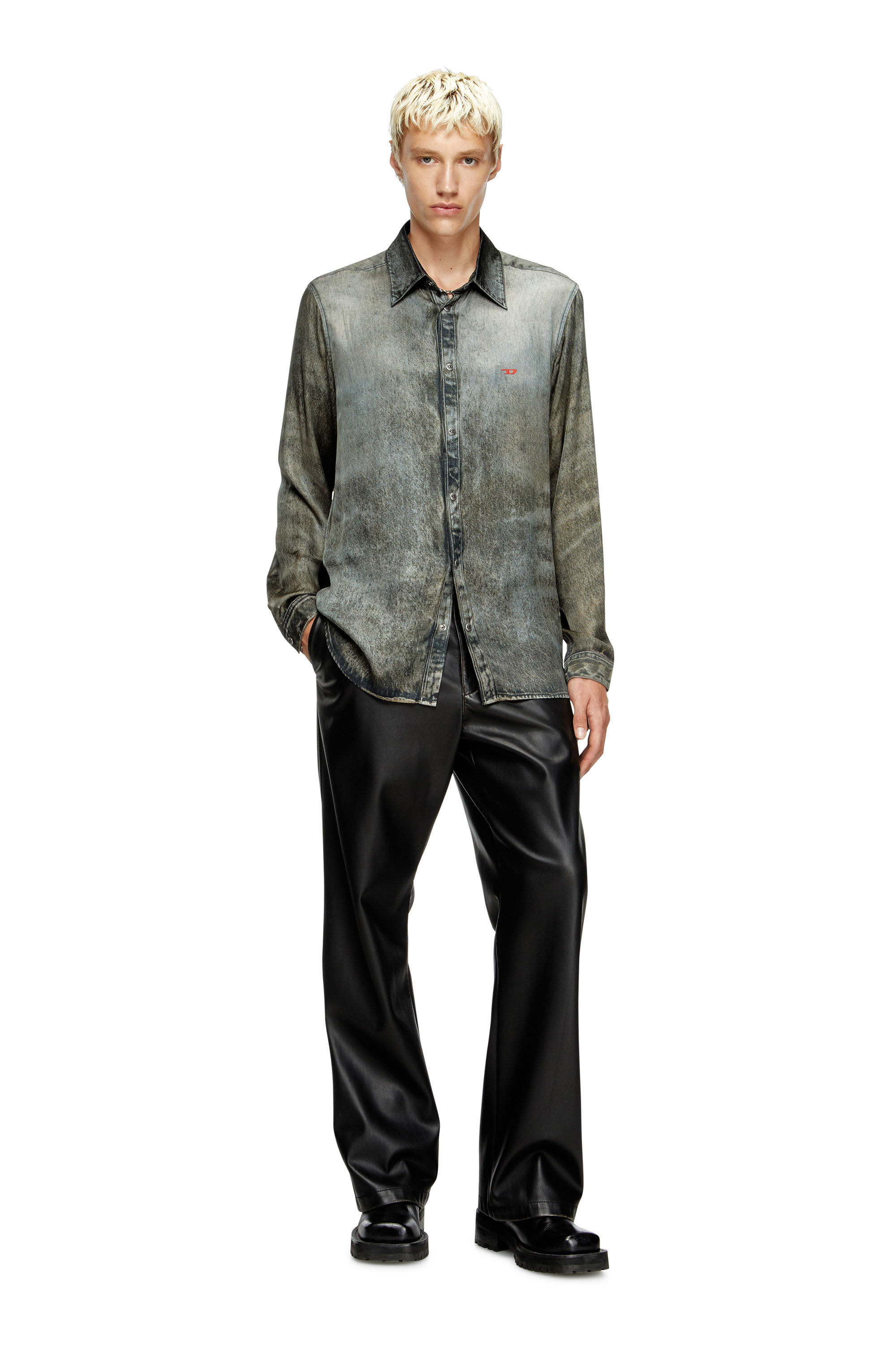 Diesel - S-SIMPLY-LKCT, Male's Shirt in denim-look viscose in Black - 1