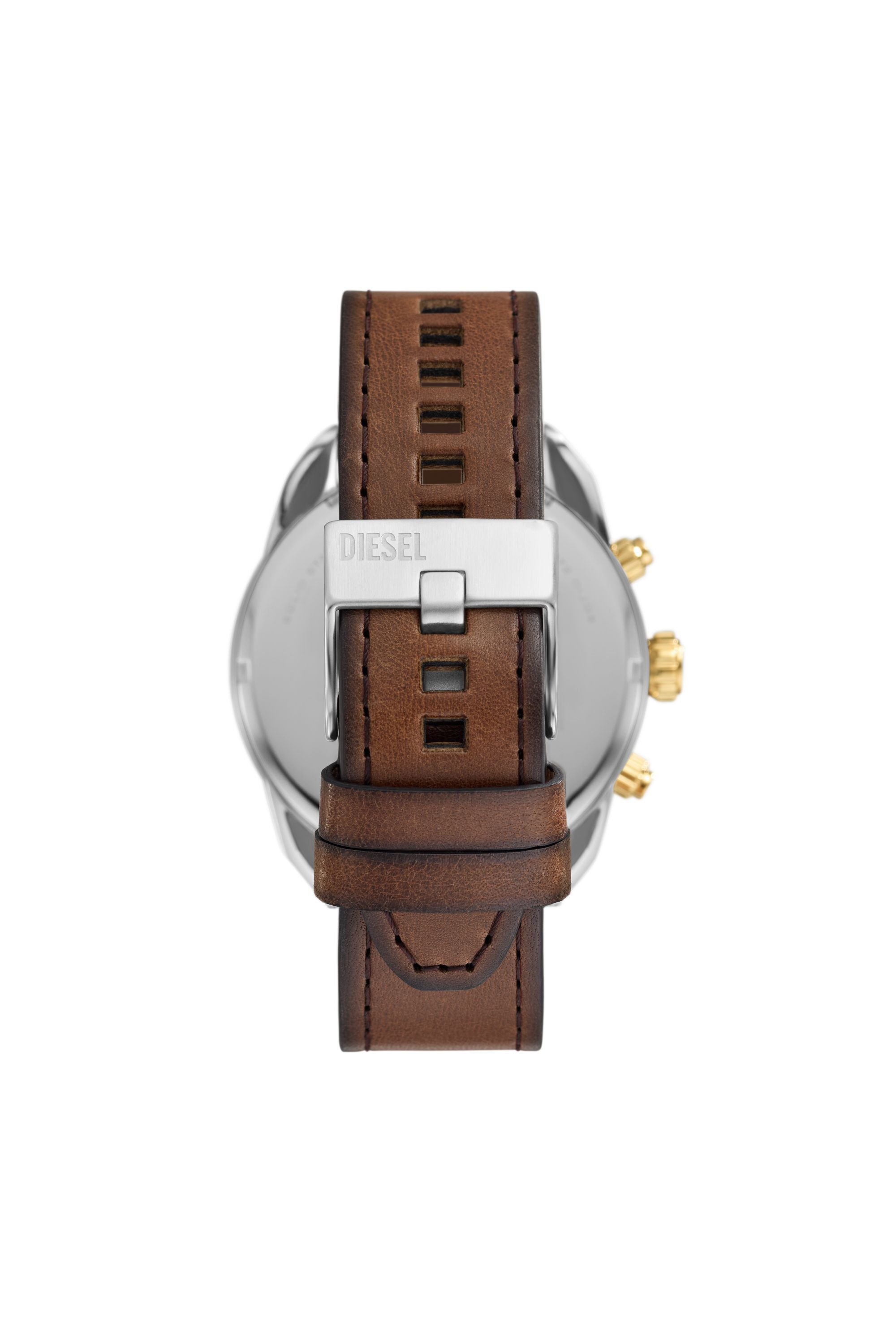 Diesel - DZ4665, Male Spiked chronograph brown leather watch in Brown - Image 2
