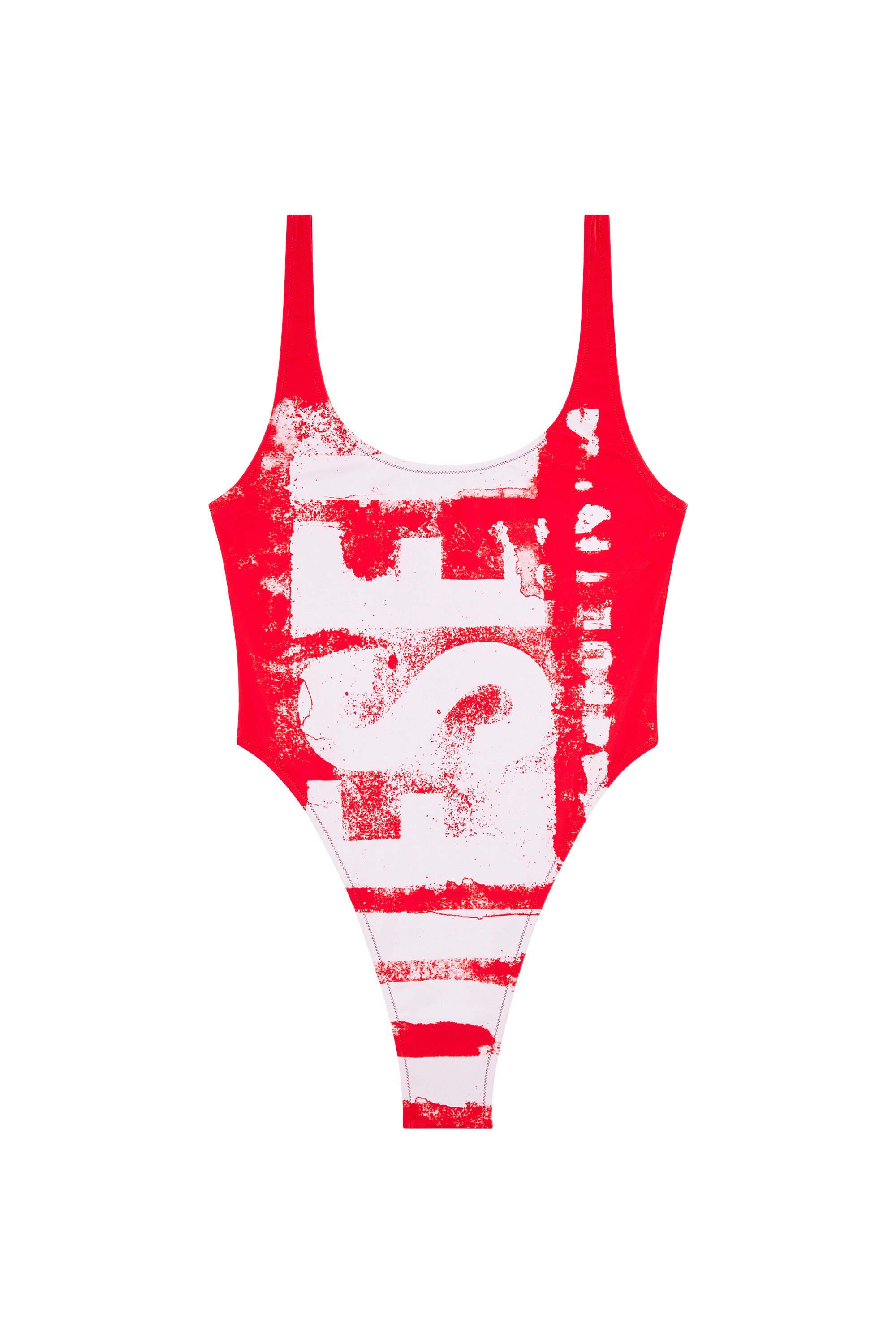 Diesel - BFSW-PAMELA, Female's Bleeding logo swimsuit in recycled fabric in Red - 4
