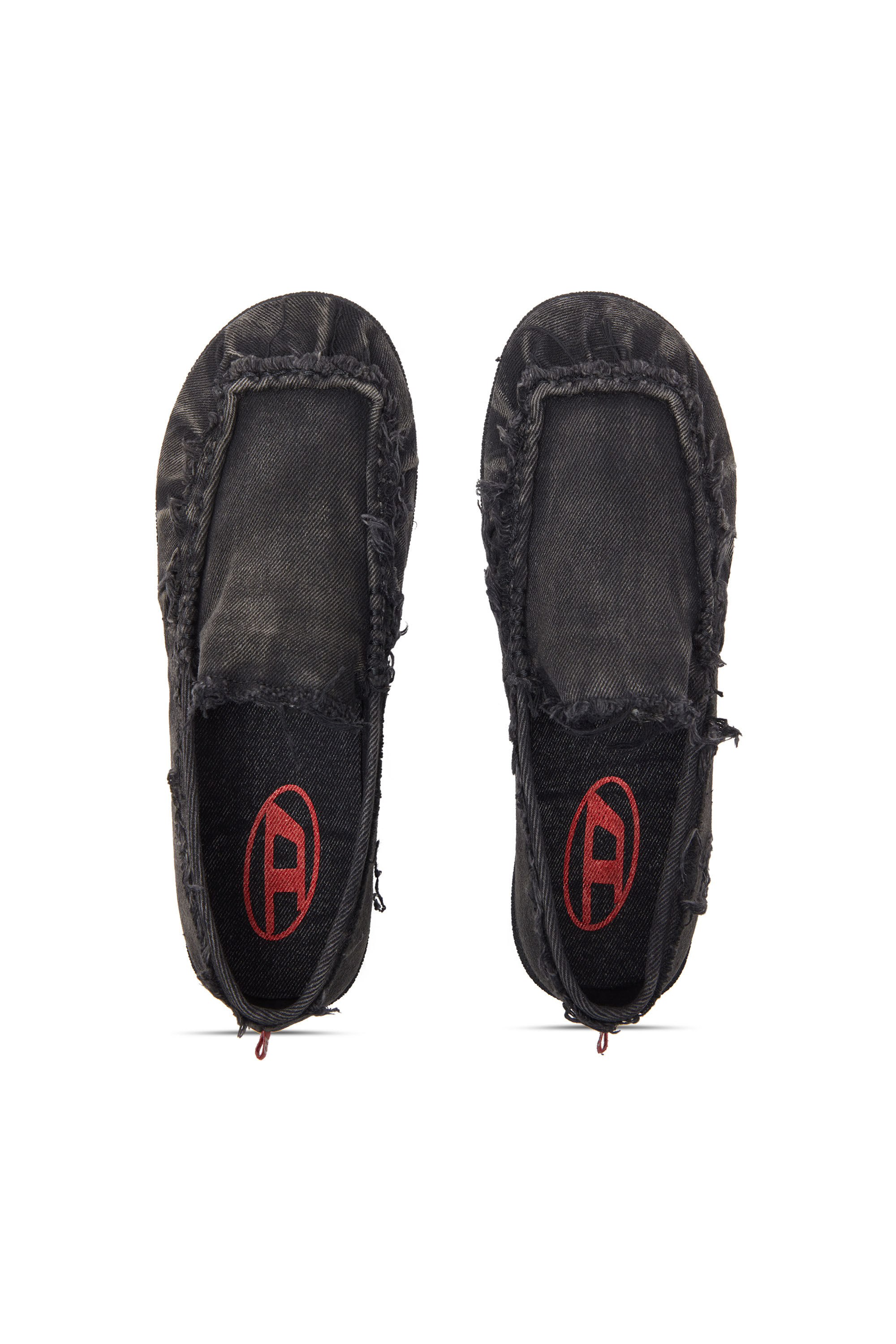 Diesel - D-SHOCK MOC, Male's D-Shock-Distressed denim loafers in Black - 5