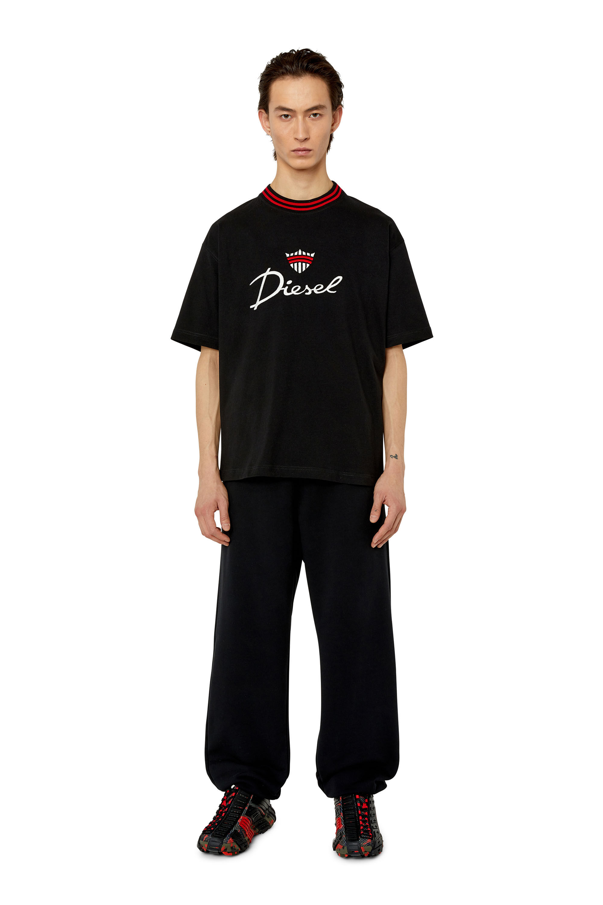 Diesel - T-WASH-G6, Male's T-shirt with crown logo embroidery in Black - 1