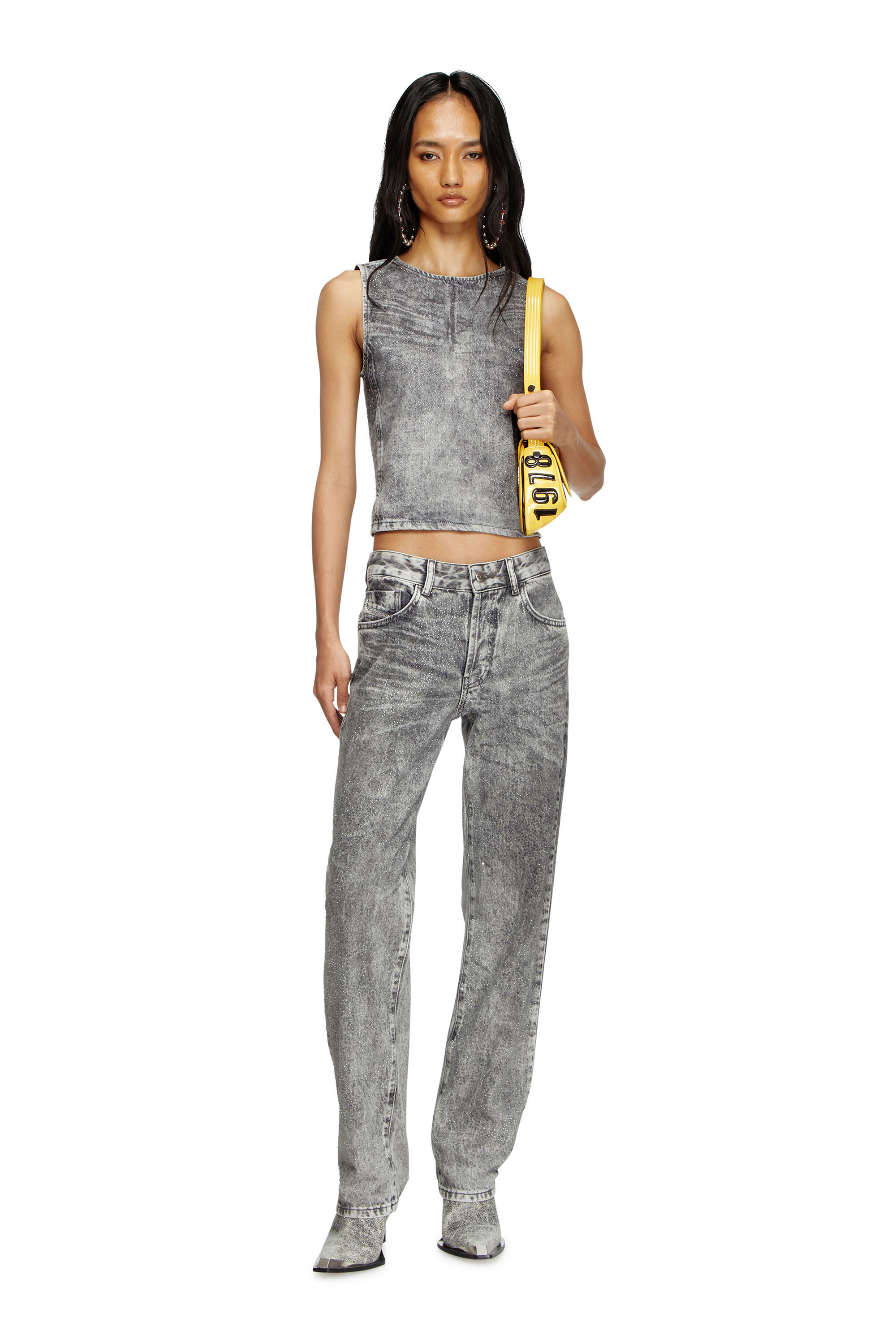 Diesel - DE-PINAR-S, Female's Sleeveless top in crystal denim in Dark Grey - 1