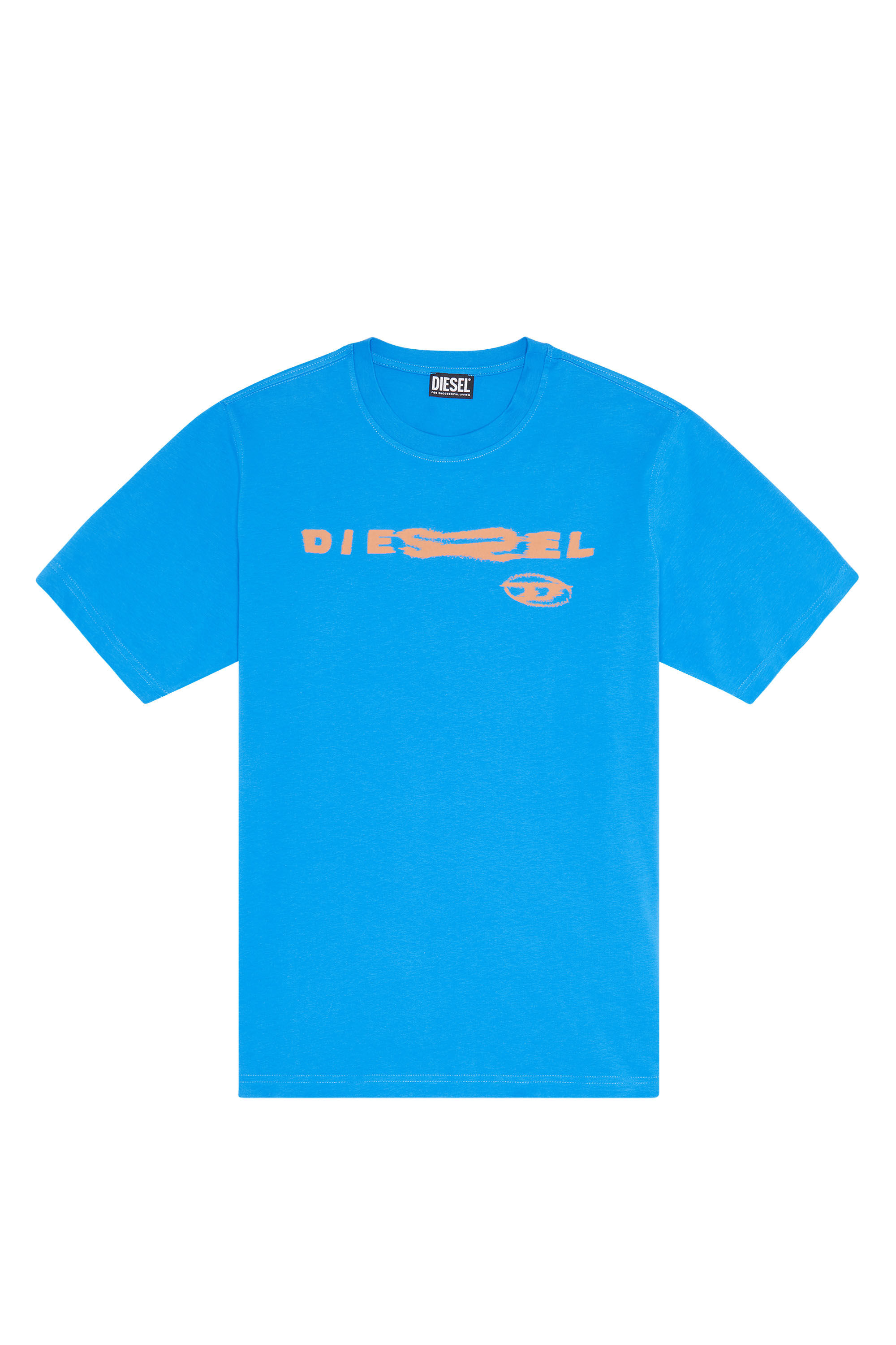 Diesel - T-JUST-G9, Male's T-shirt with distorted logo print in Blue - 2