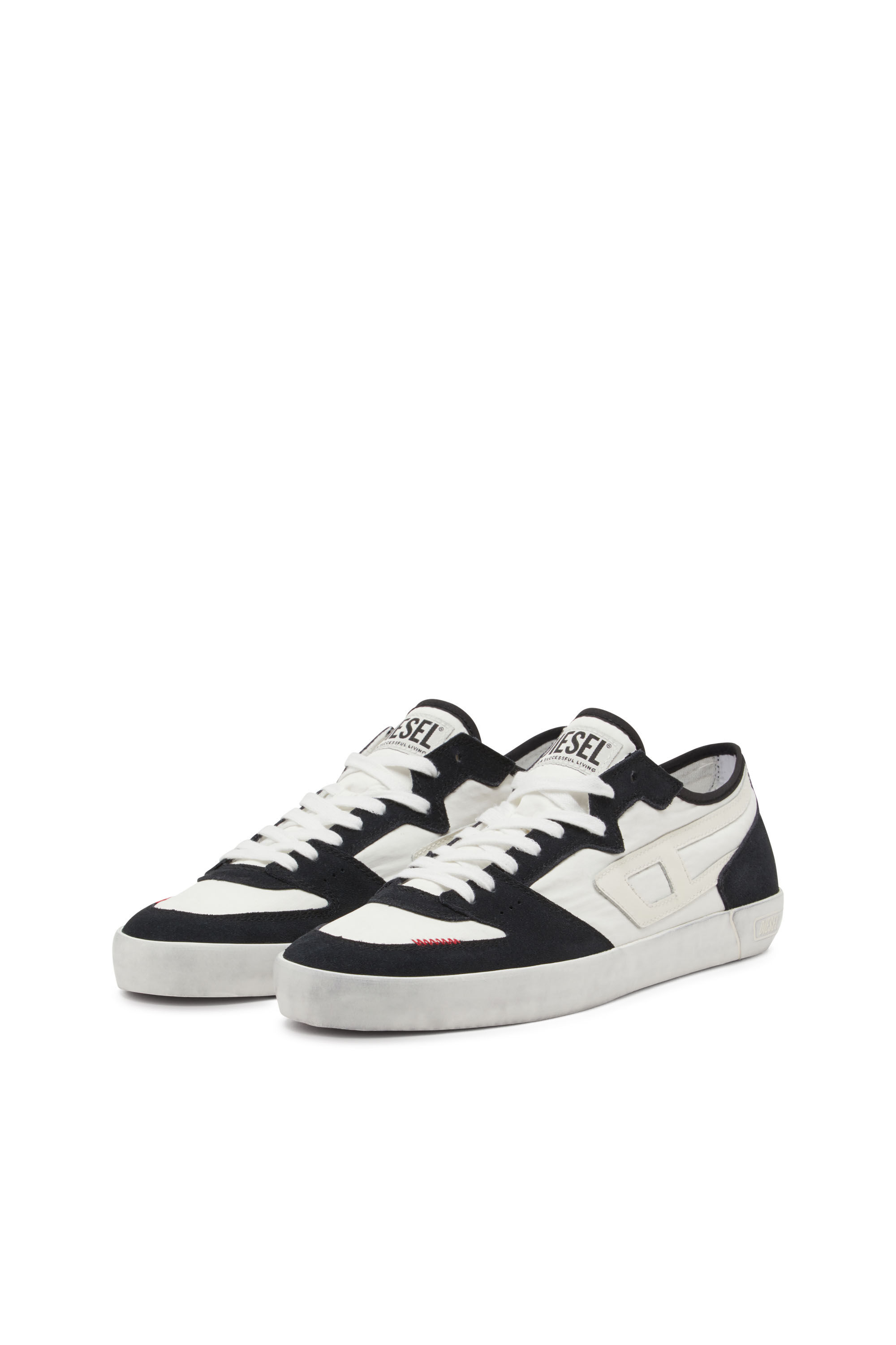 Diesel - S-LEROJI D-1 LOW, Male's S-Leroji D-Sneakers in padded ripstop and suede in Black/White - 8