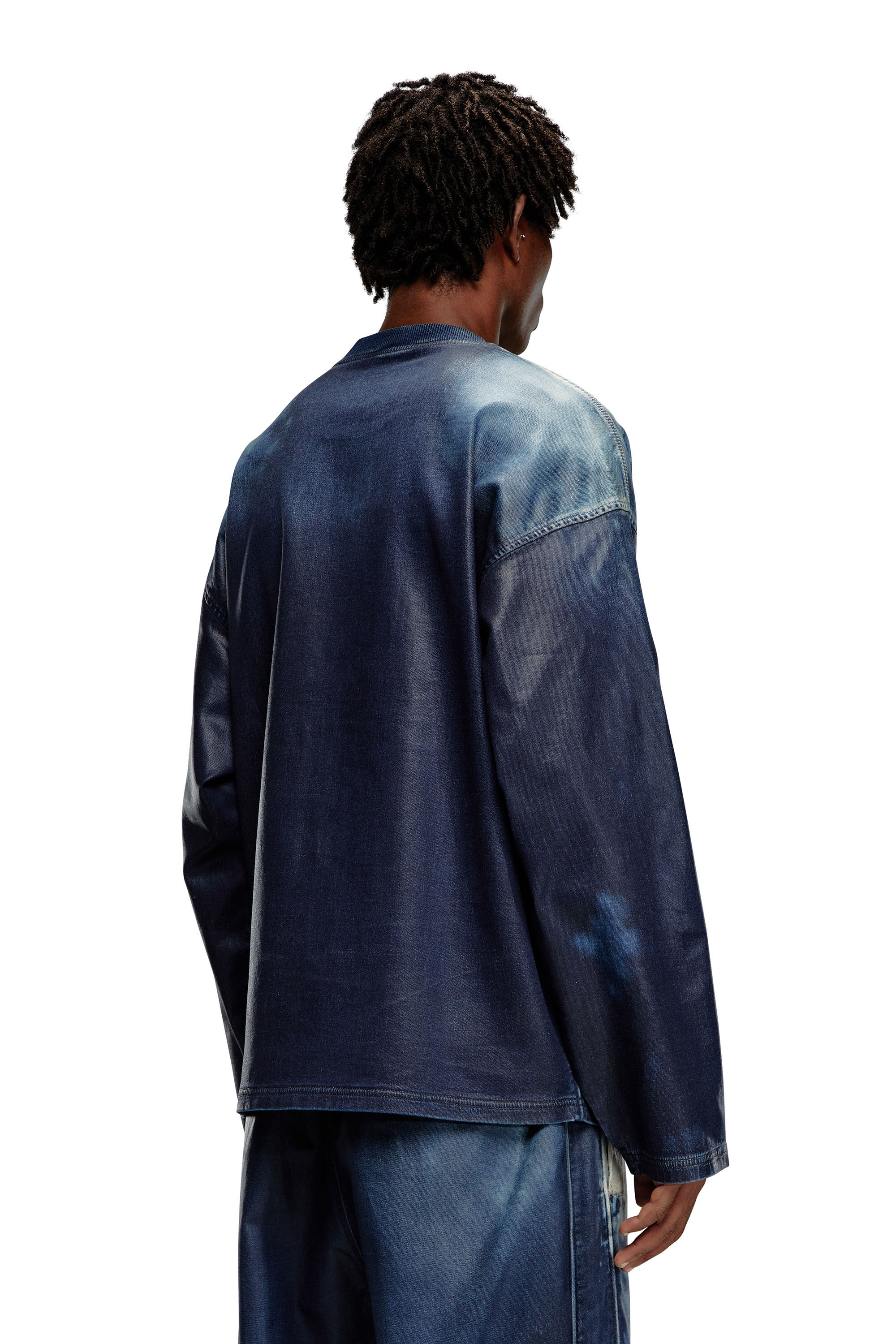 Diesel - D-NLAB-S TRACK, Sweat-shirt en Track Denim enduit Mixte in Bleu - 4