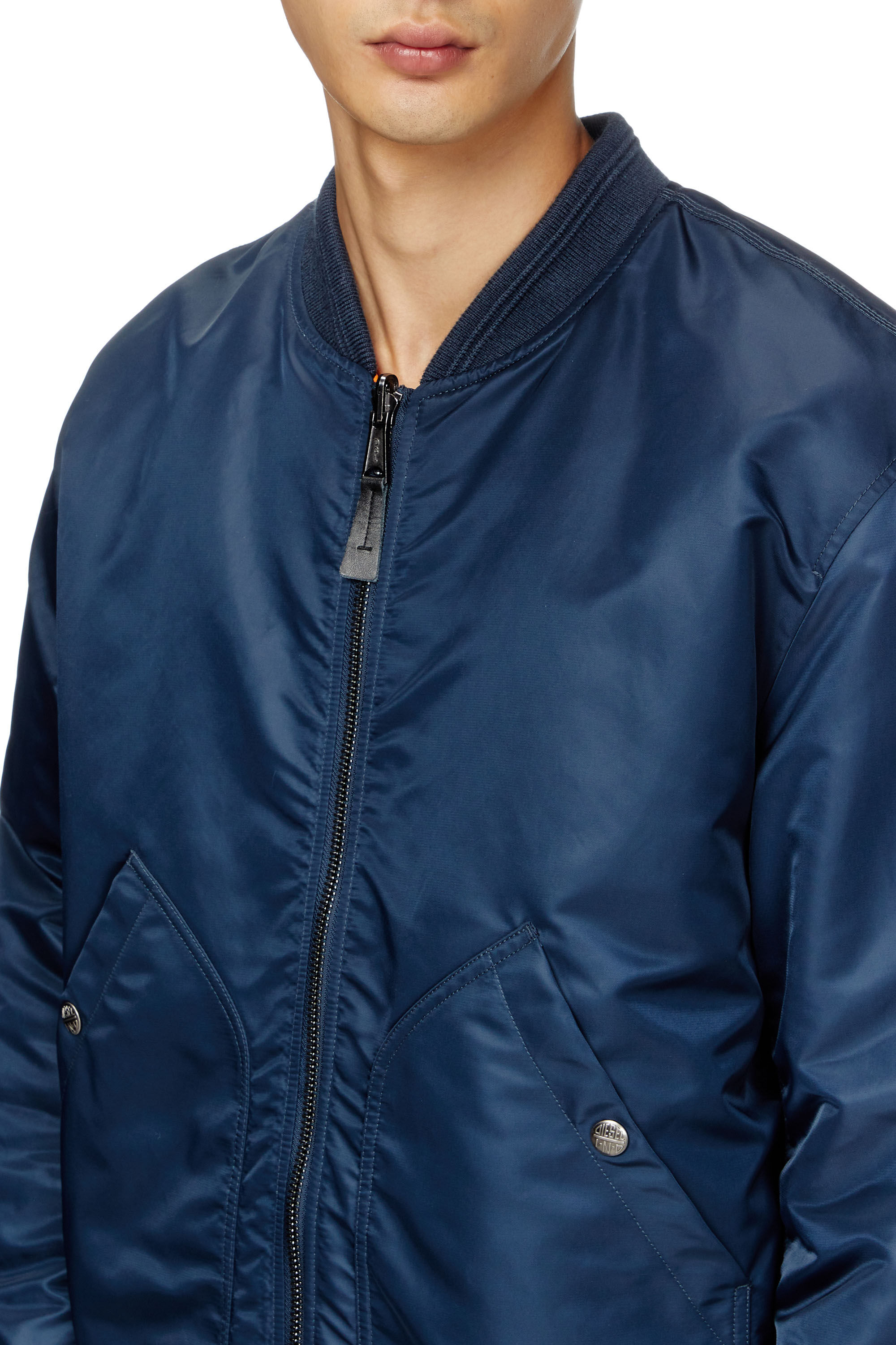 Diesel - J-HELD, Male's Bomber in padded nylon with Oval D in Blue - 4
