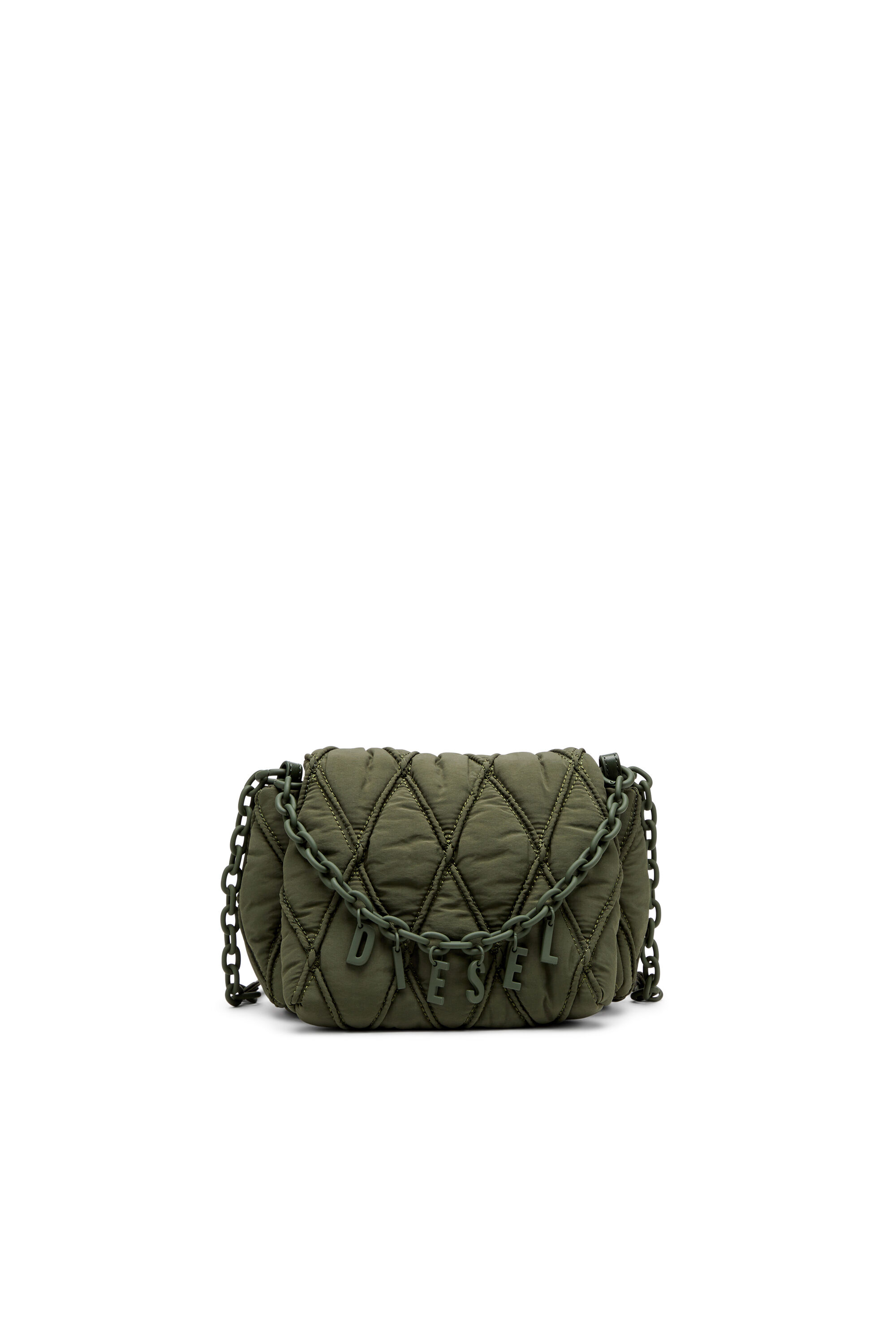 Diesel - CHARM-D SHOULDER S, Female's Charm-D S-Small shoulder bag in quilted nylon in Dark Green - 1