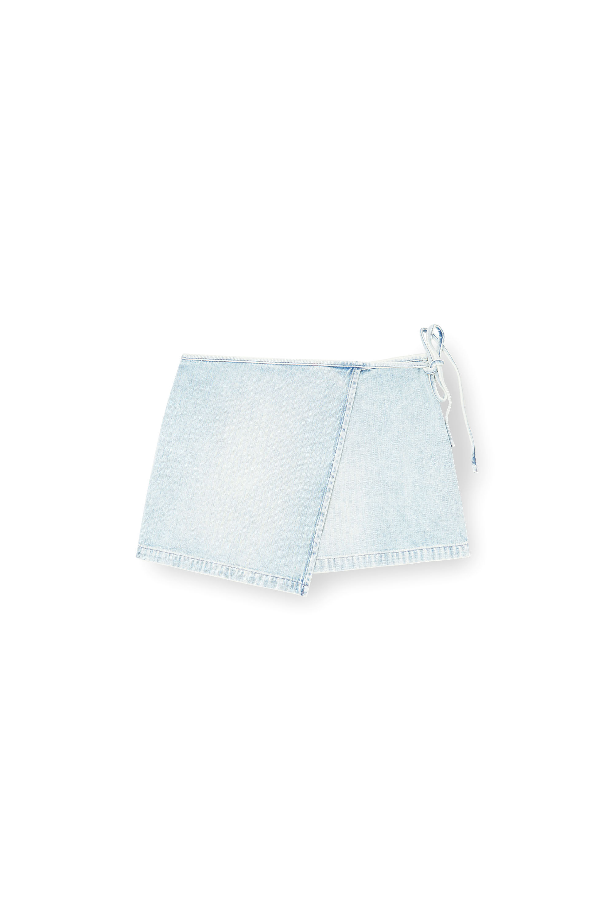 Diesel - DE-LEM-MINI, Jupe portefeuille courte en denim à chevrons Femme in Bleu - 2