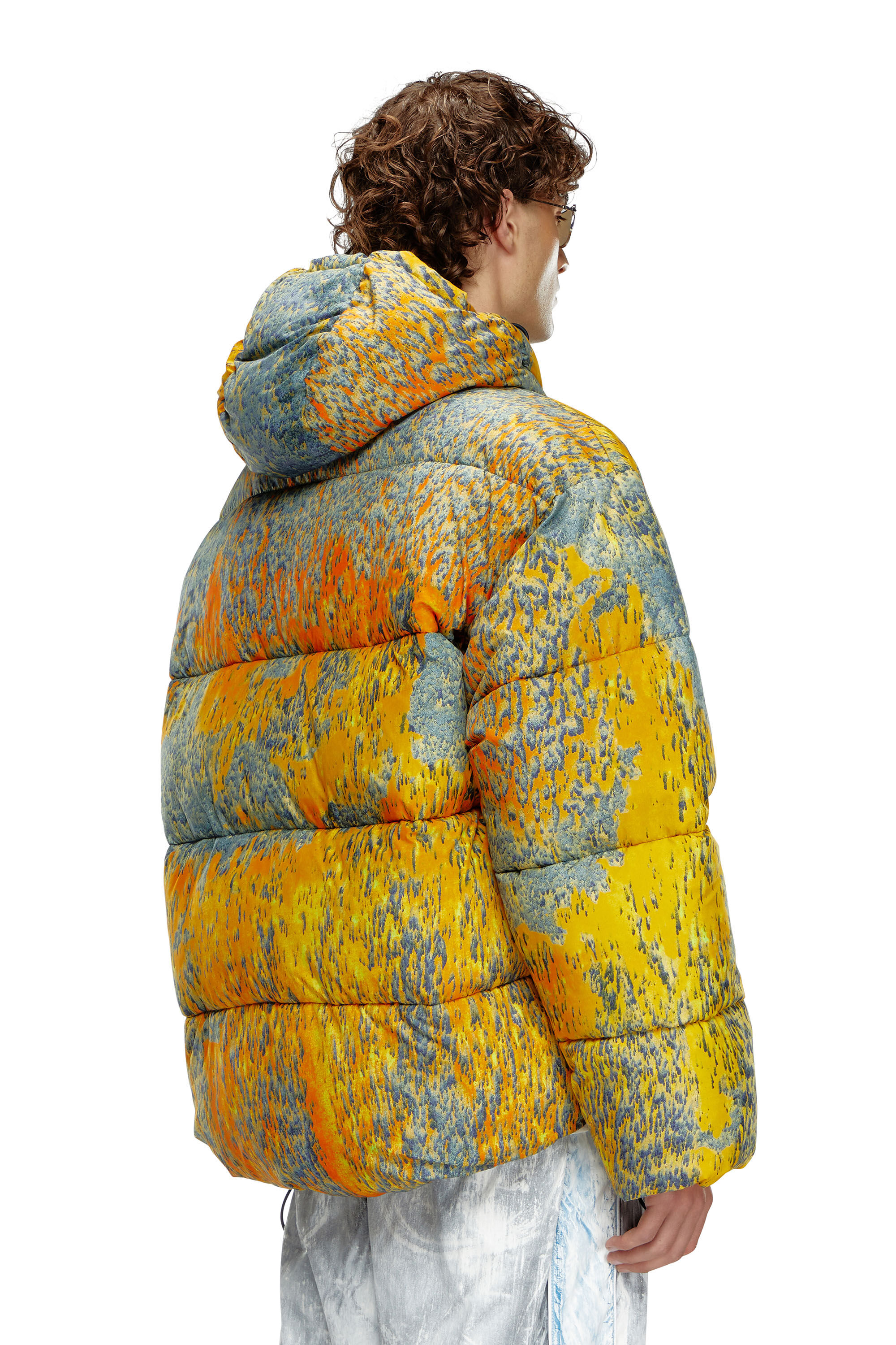 Blue and orange puffer jacket best sale
