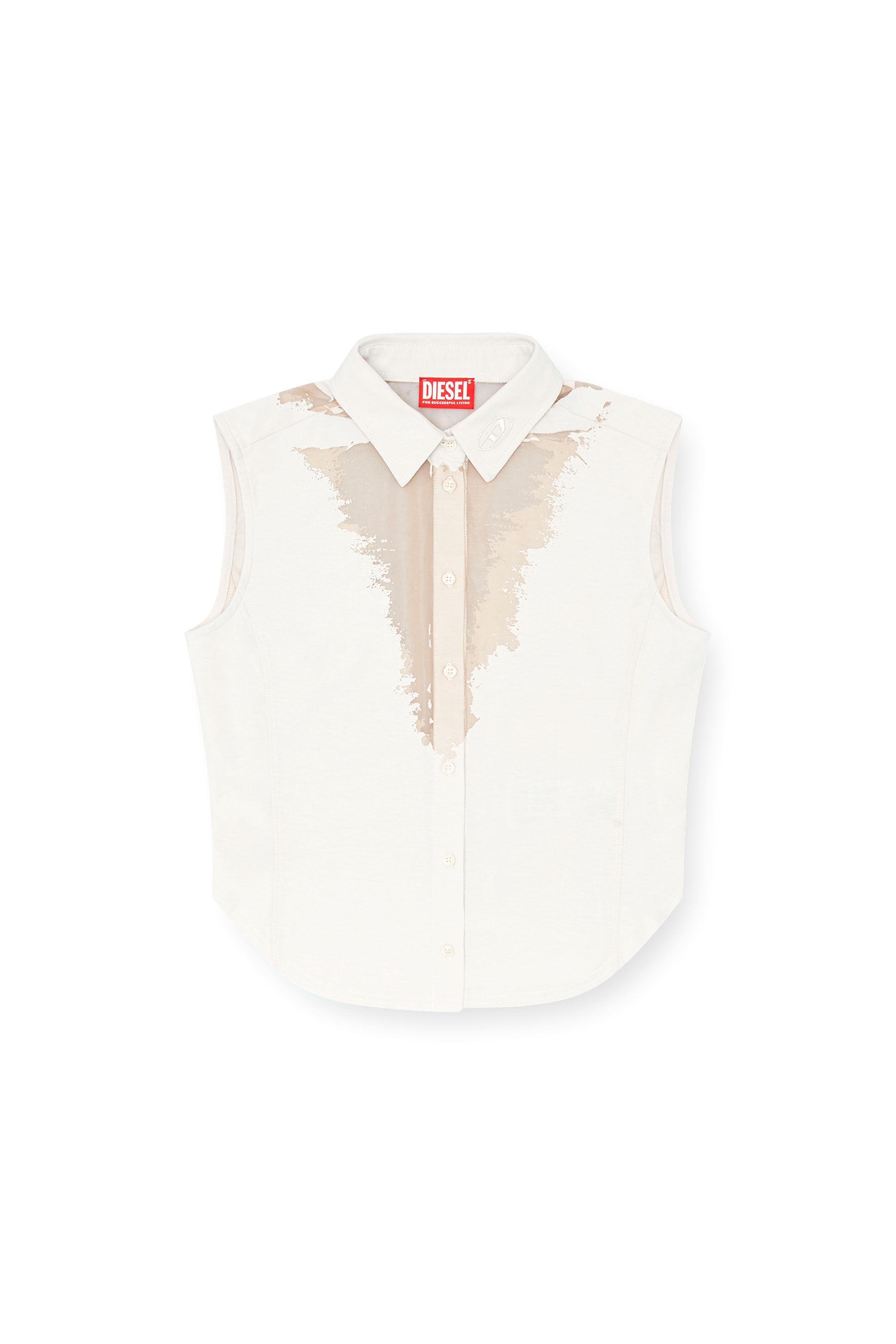 Diesel - C-GISELD, Female's Sleeveless shirt with devoré sweat stains in White - 2