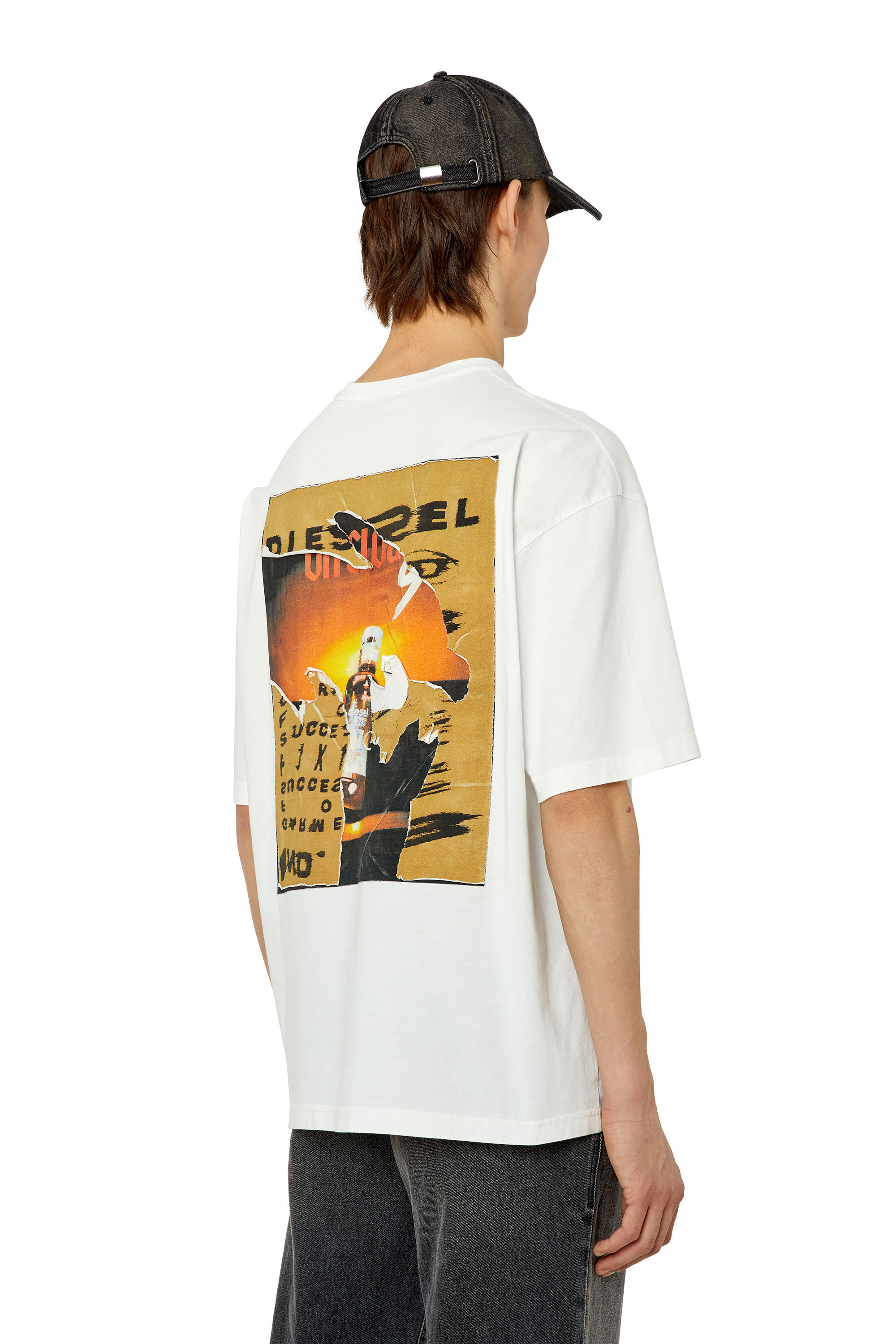 Diesel - T-WASH-POFF, Male's T-shirt with peel-off patches in White - 4