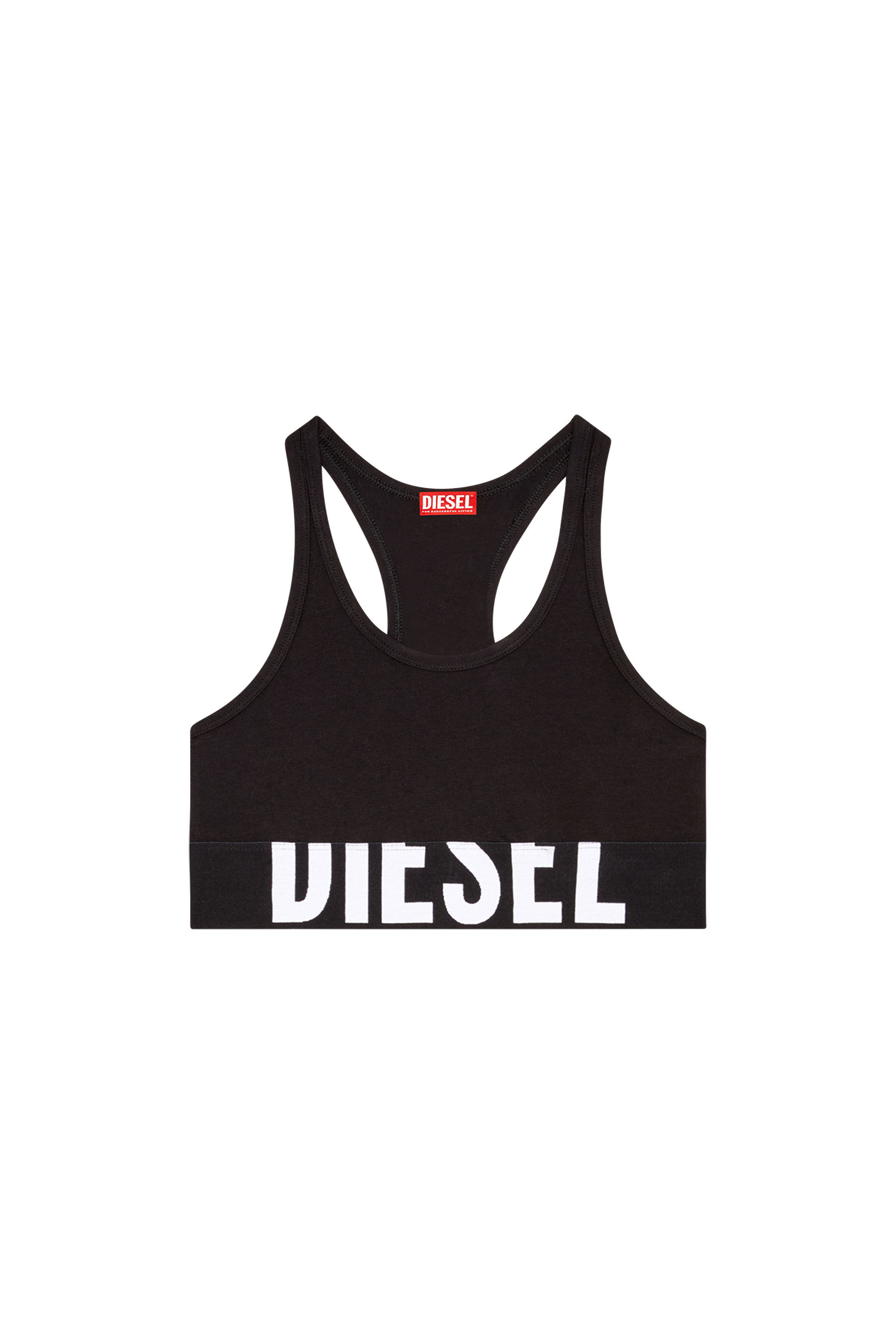 Diesel - UFSB-COTTON-RACE-BRALETTE-XL, Brassière avec logo découpé Femme in Noir - 4