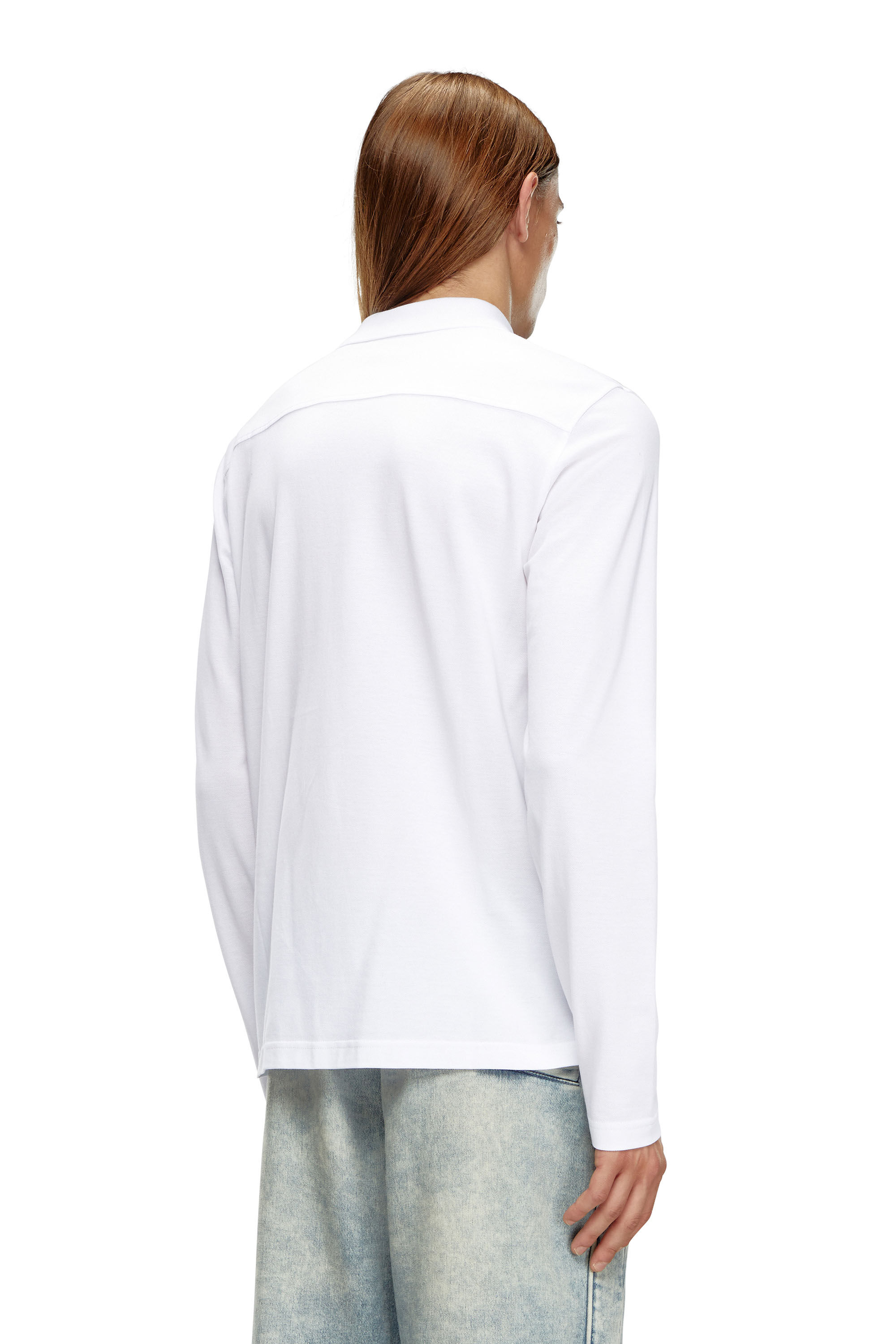 Diesel - T-SMITH-LS-DOVAL-PJ, Male's Long-sleeve polo shirt with logo print in White - 4