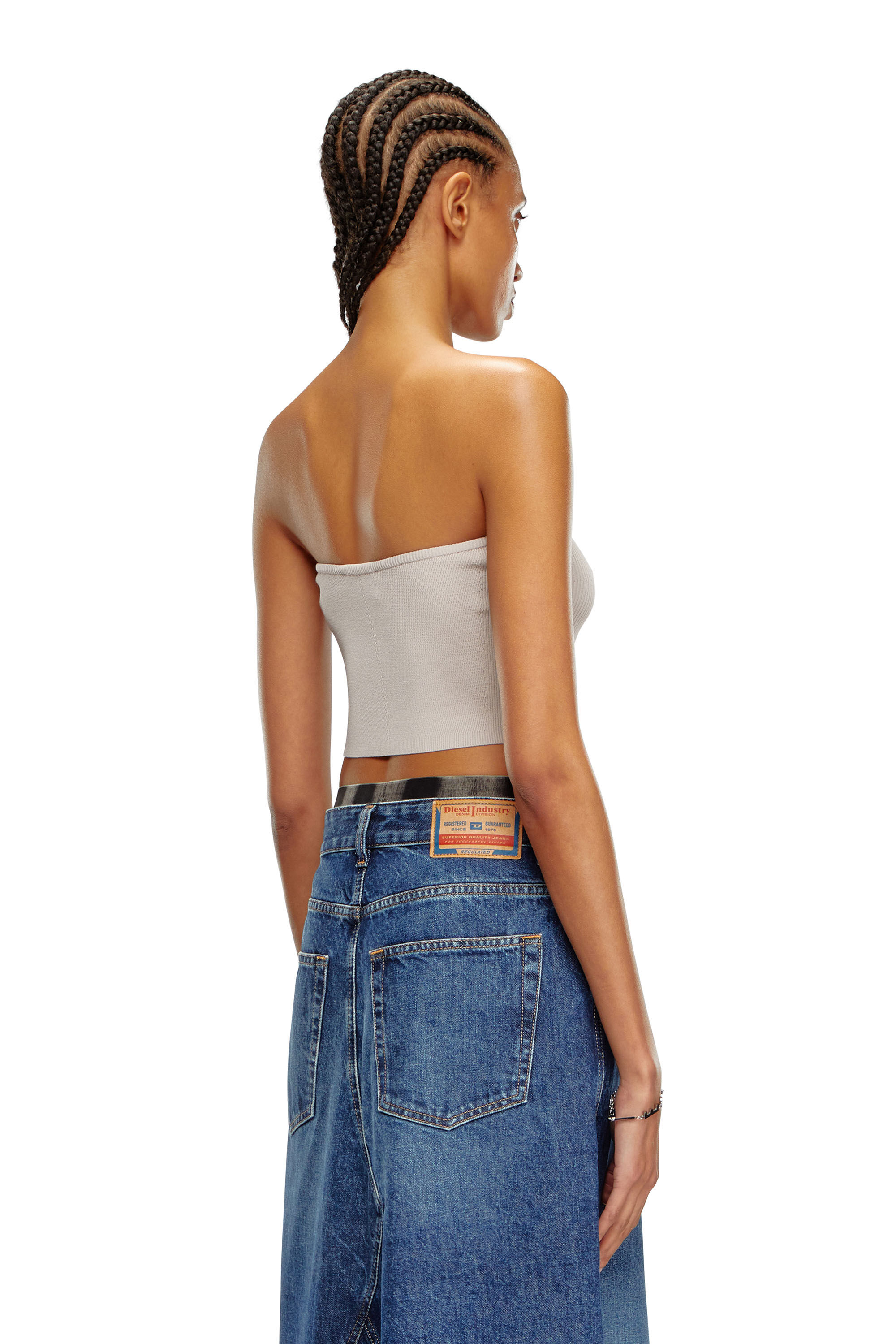 Diesel - M-CLARKSVILLEX, Female's Tube top with logo plaque in Grey - 5