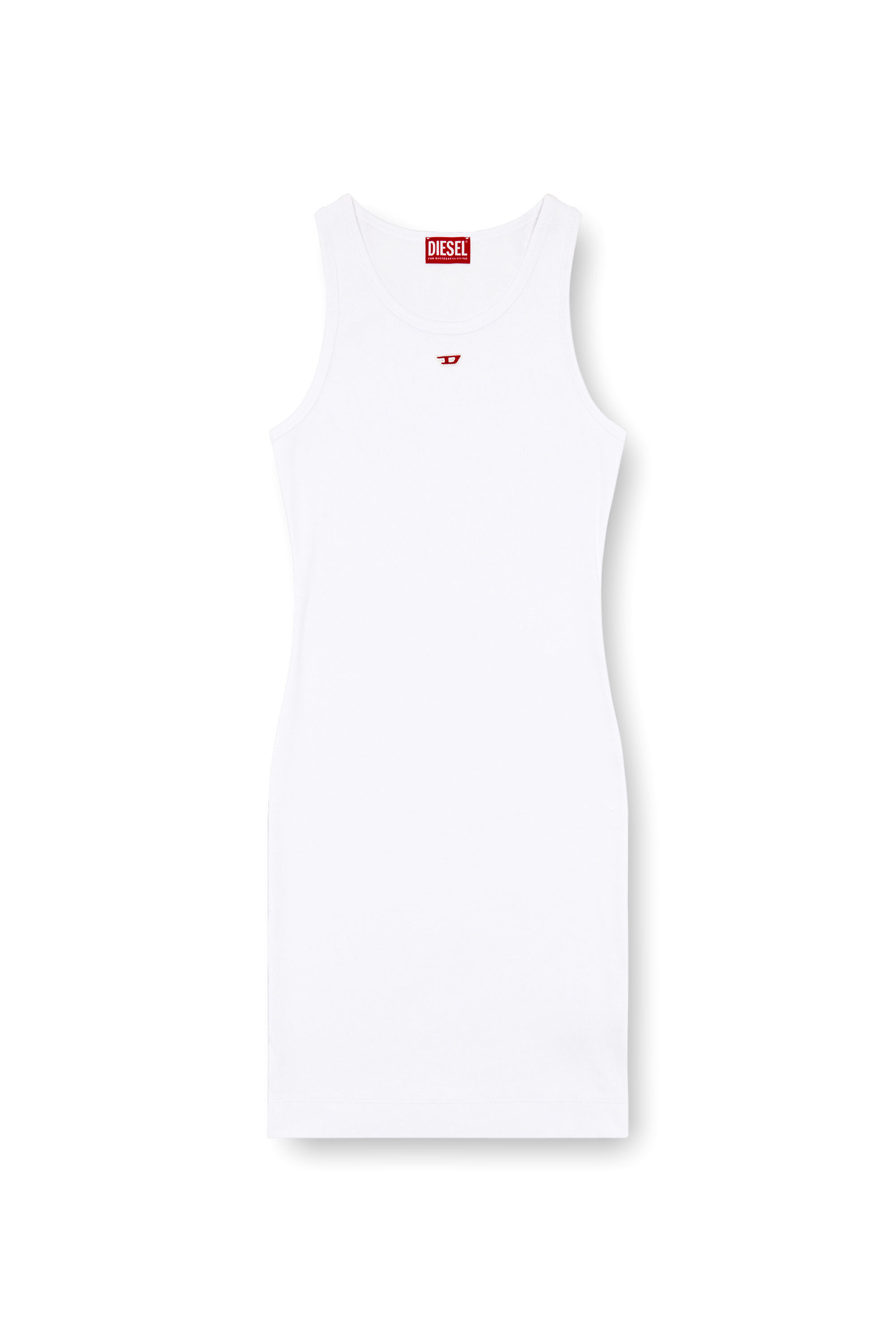 Diesel - D-TANK-LONG-D, Robe débardeur courte avec logo D Femme in Blanc - 2