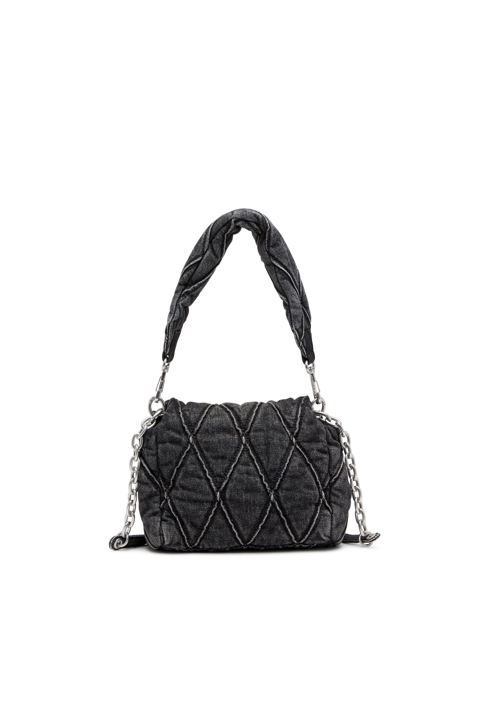 Diesel - CHARM-D SHOULDER S, Female's Charm-D S-Small shoulder bag in quilted denim in Black - 3