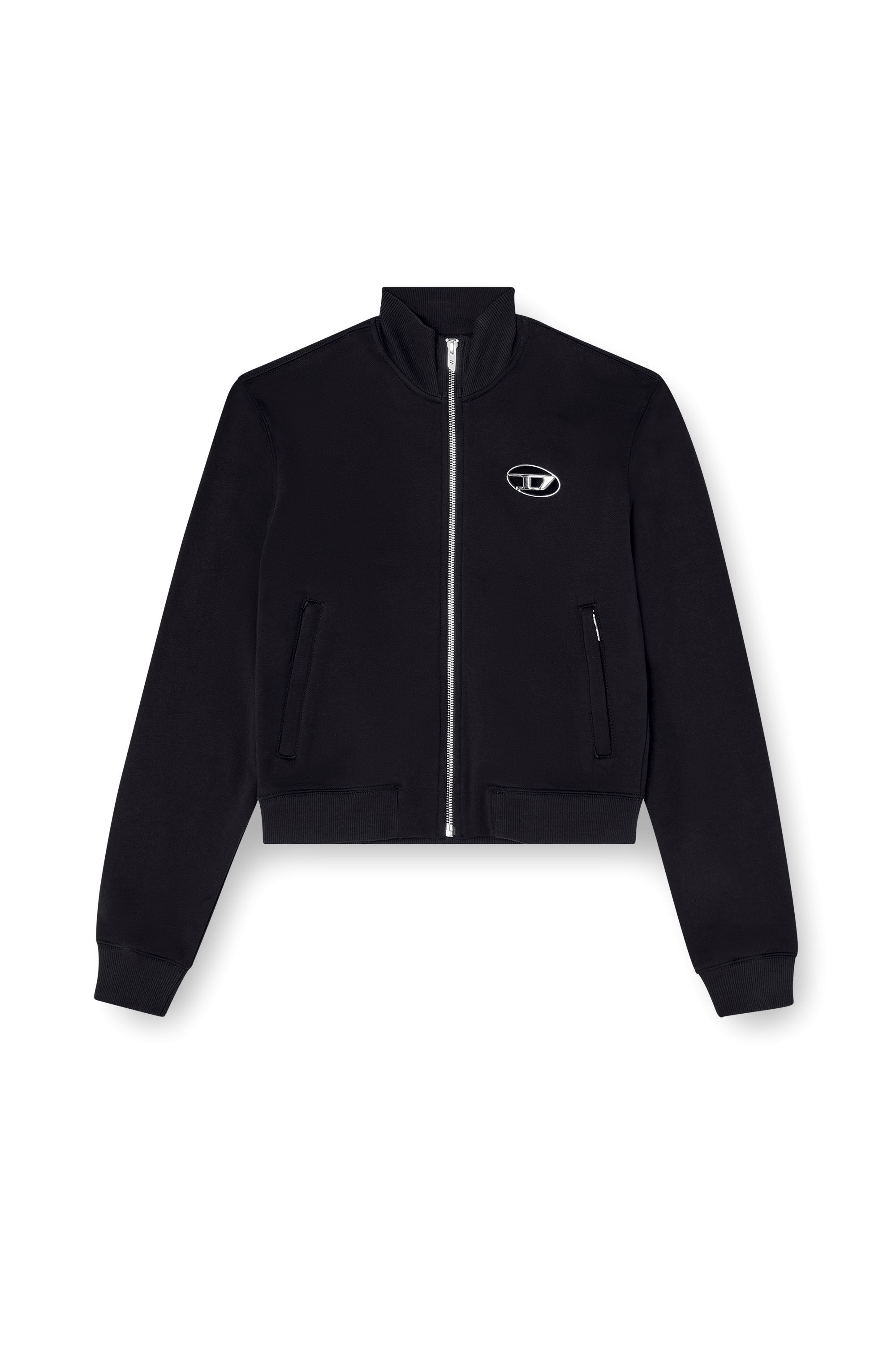 Diesel - F-FLACIN, Sweat-shirt zippé avec logo cut-out Femme in Noir - 2