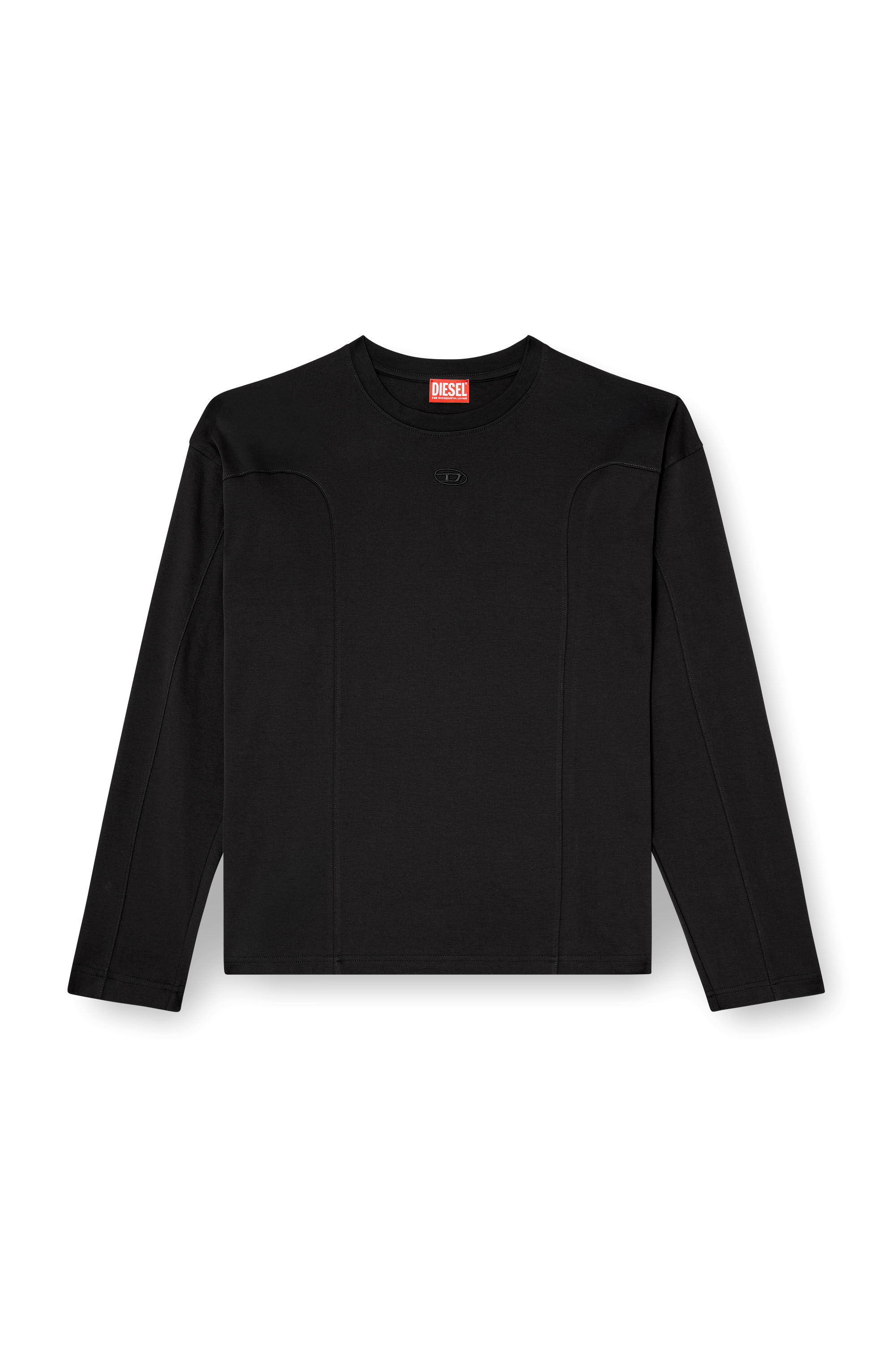 Diesel - T-BOXT-LS-INT, Male's Long-sleeve T-shirt with panels in Black - 2