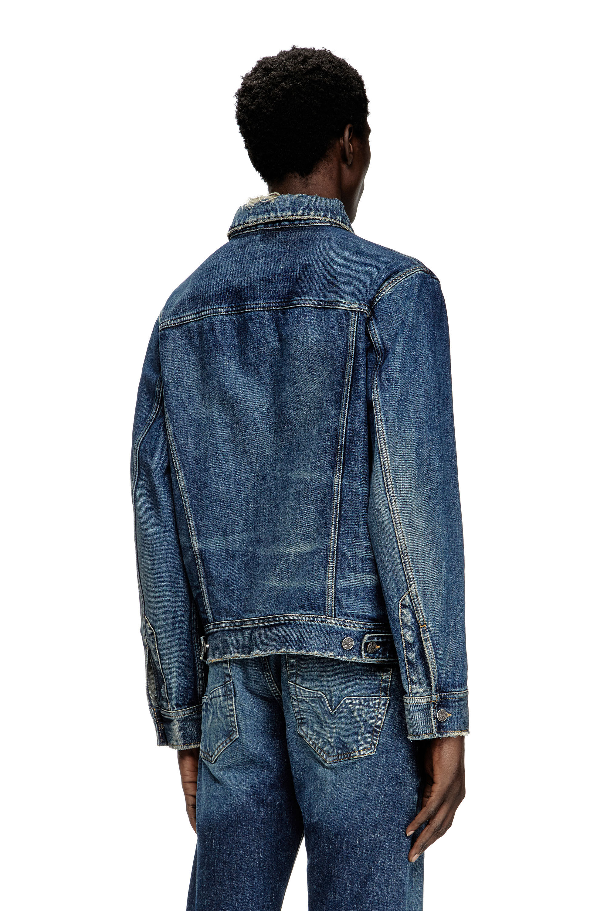 Diesel - D-BARCY, Male's Regular-fit trucker jacket in Dark Blue - 5