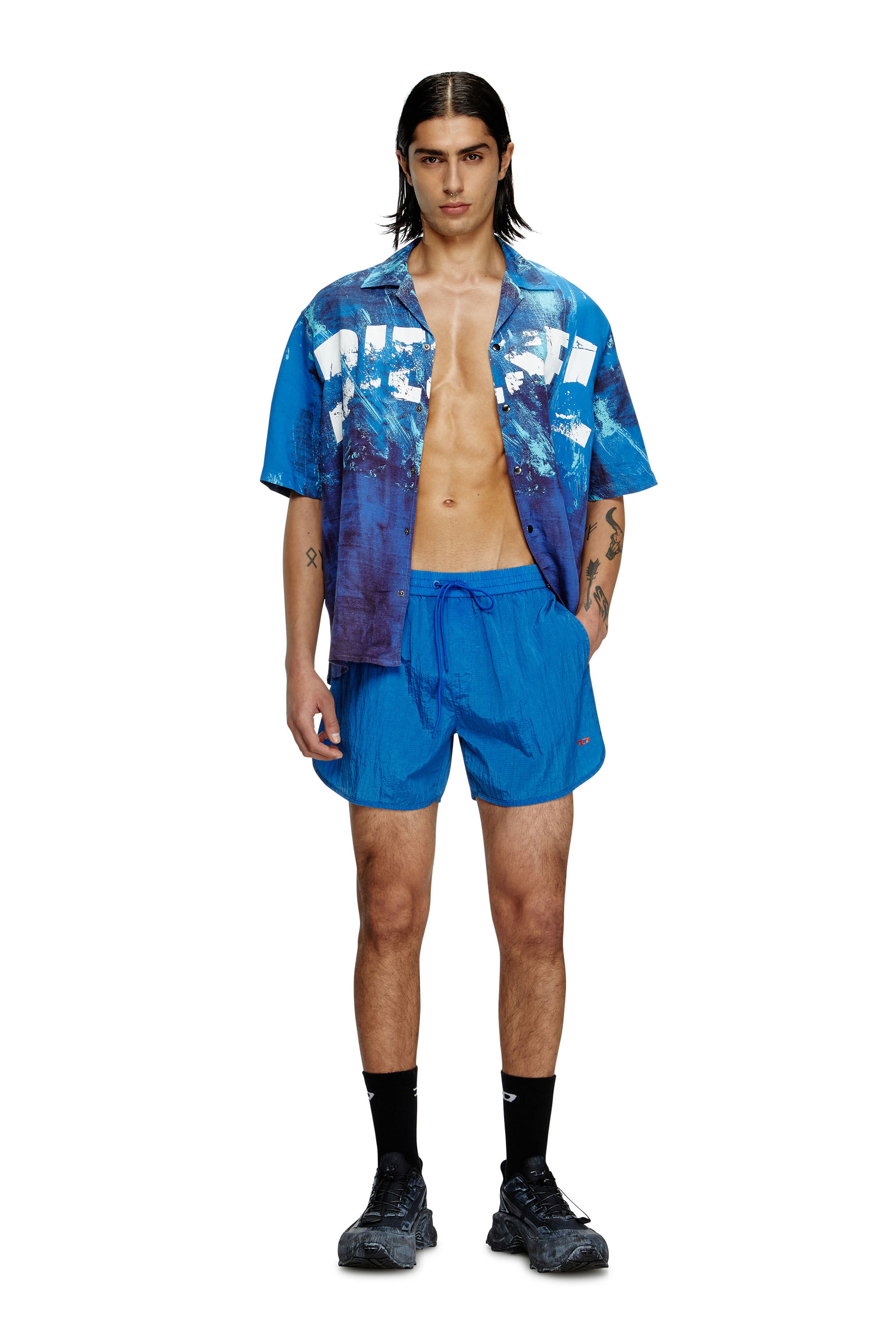Diesel - JIMMIE-38-D-POP, Short de bain mi-long en tissu indéchirable traité Homme in Bleu - 2