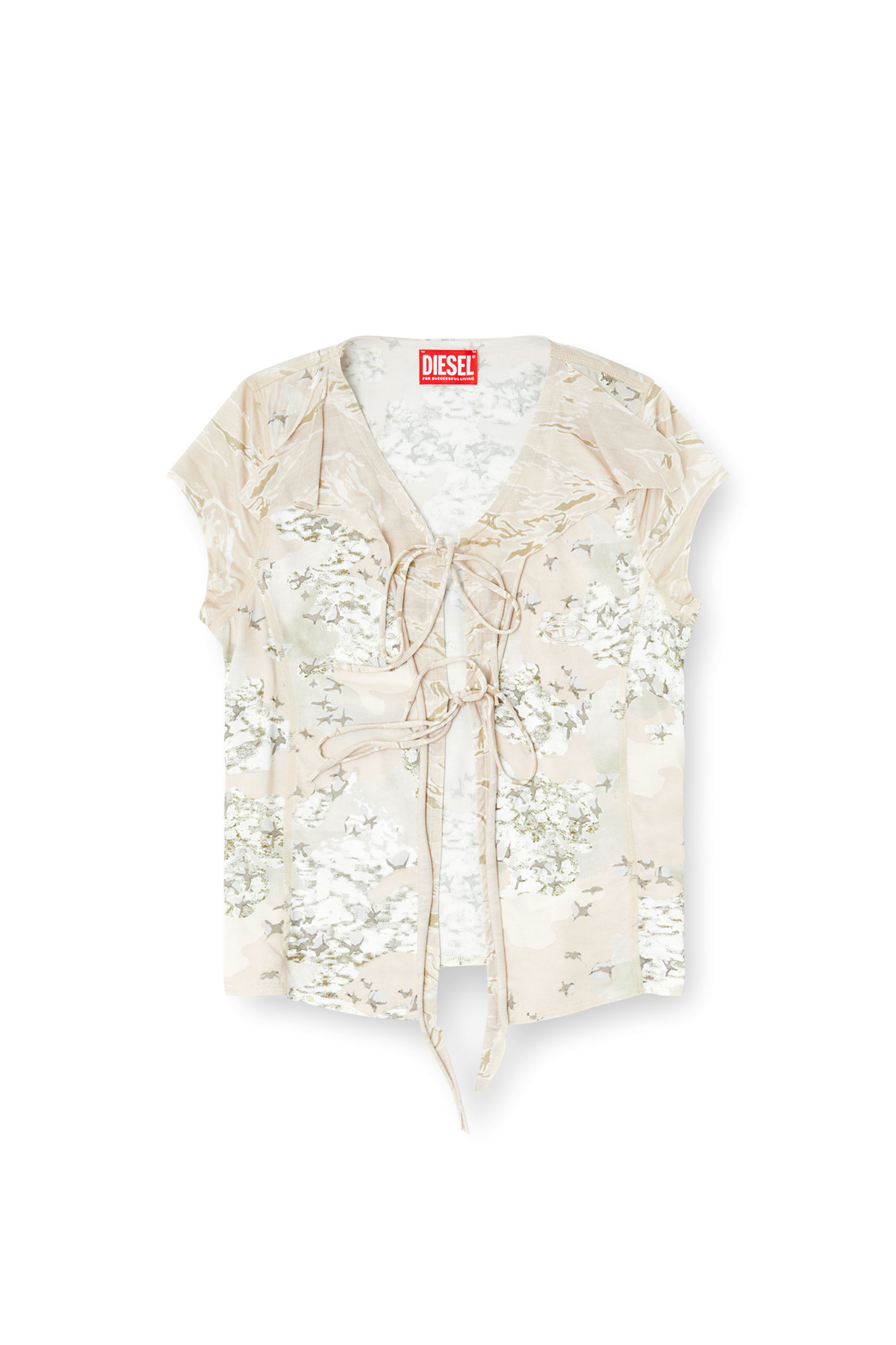 Diesel - T-AFRYMY, Female's Tie top with mixed camo prints in Beige - 2